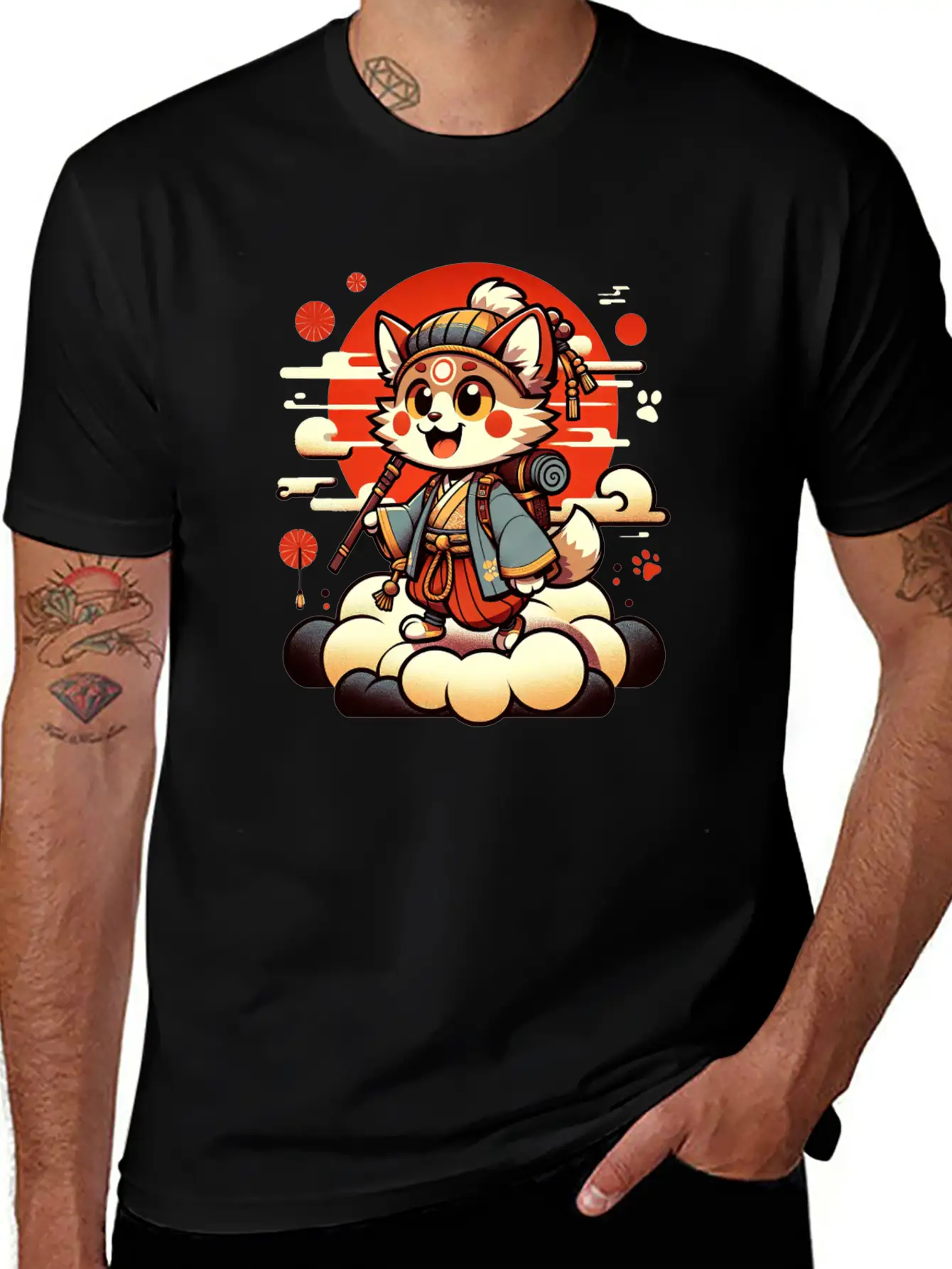 Samurai Fox - Dawn Of The Shogun Stylish Everyday T-Shirt – Unisex Basic Cotton Tee