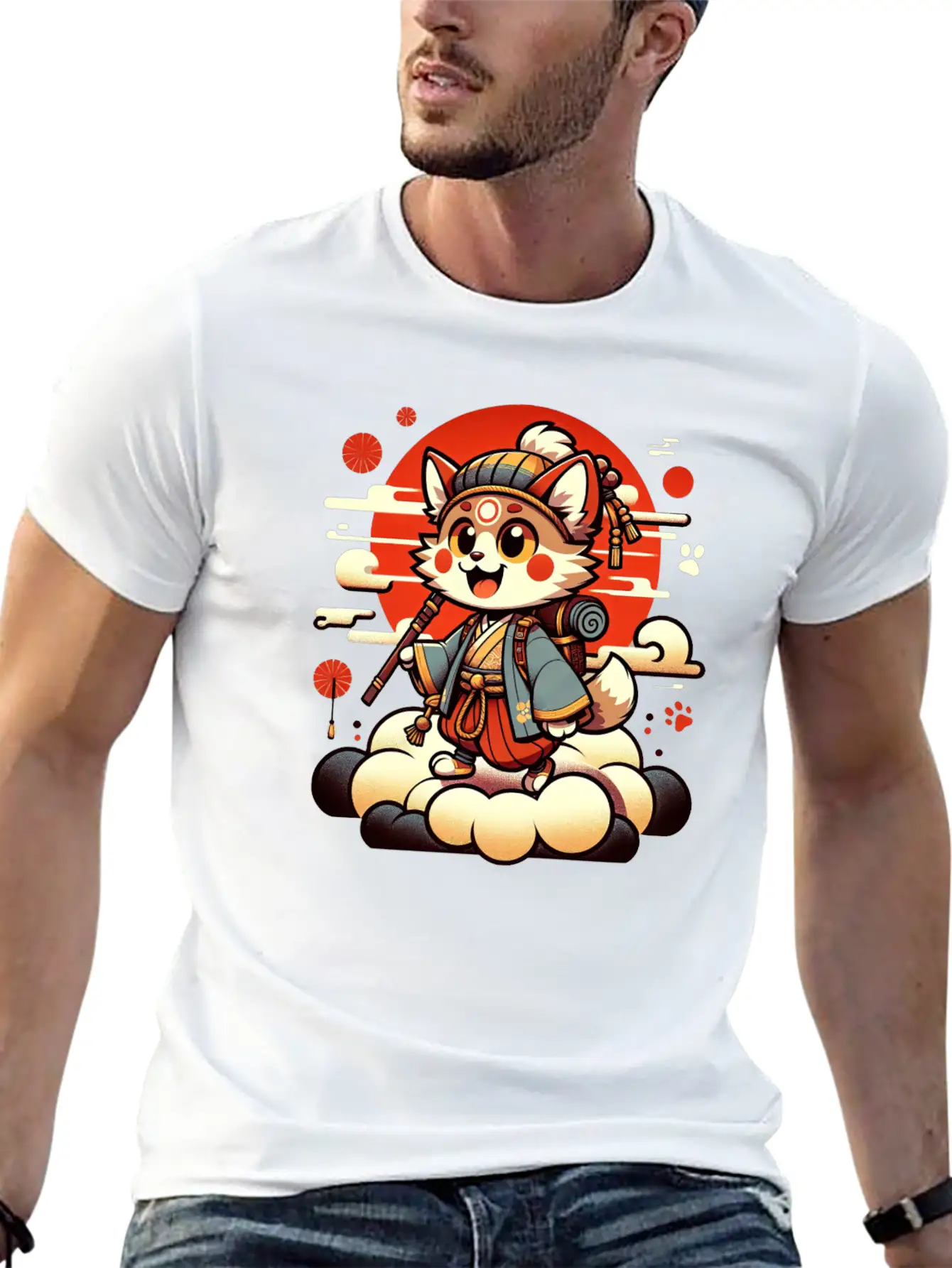 Samurai Fox - Dawn Of The Shogun Stylish Everyday T-Shirt – Unisex Basic Cotton Tee