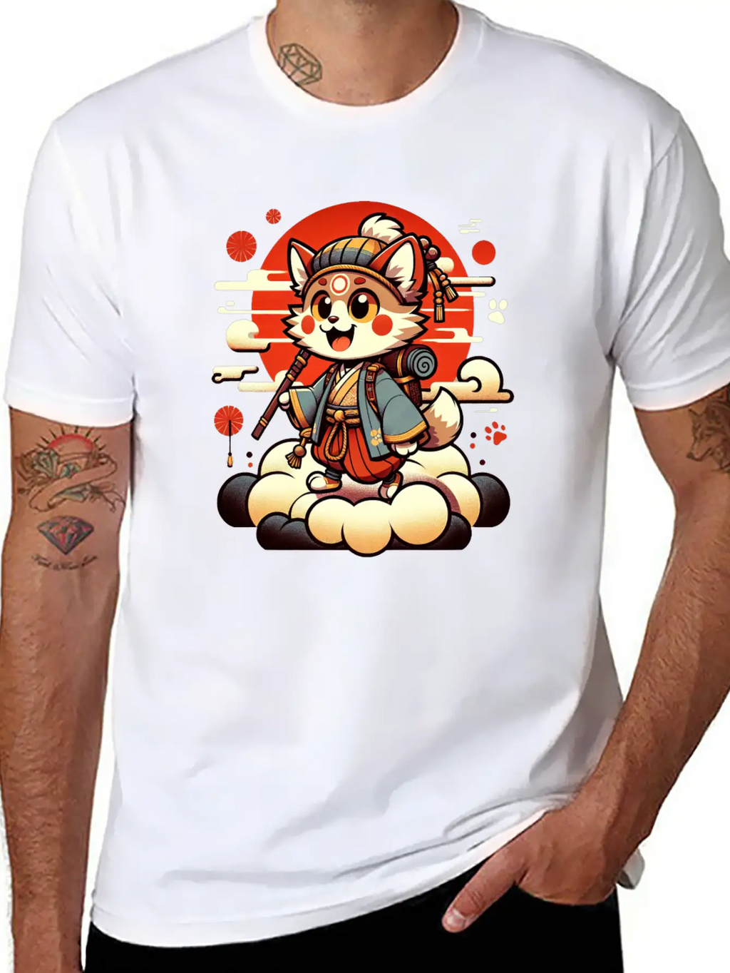 Samurai Fox - Dawn Of The Shogun Stylish Everyday T-Shirt – Unisex Basic Cotton Tee