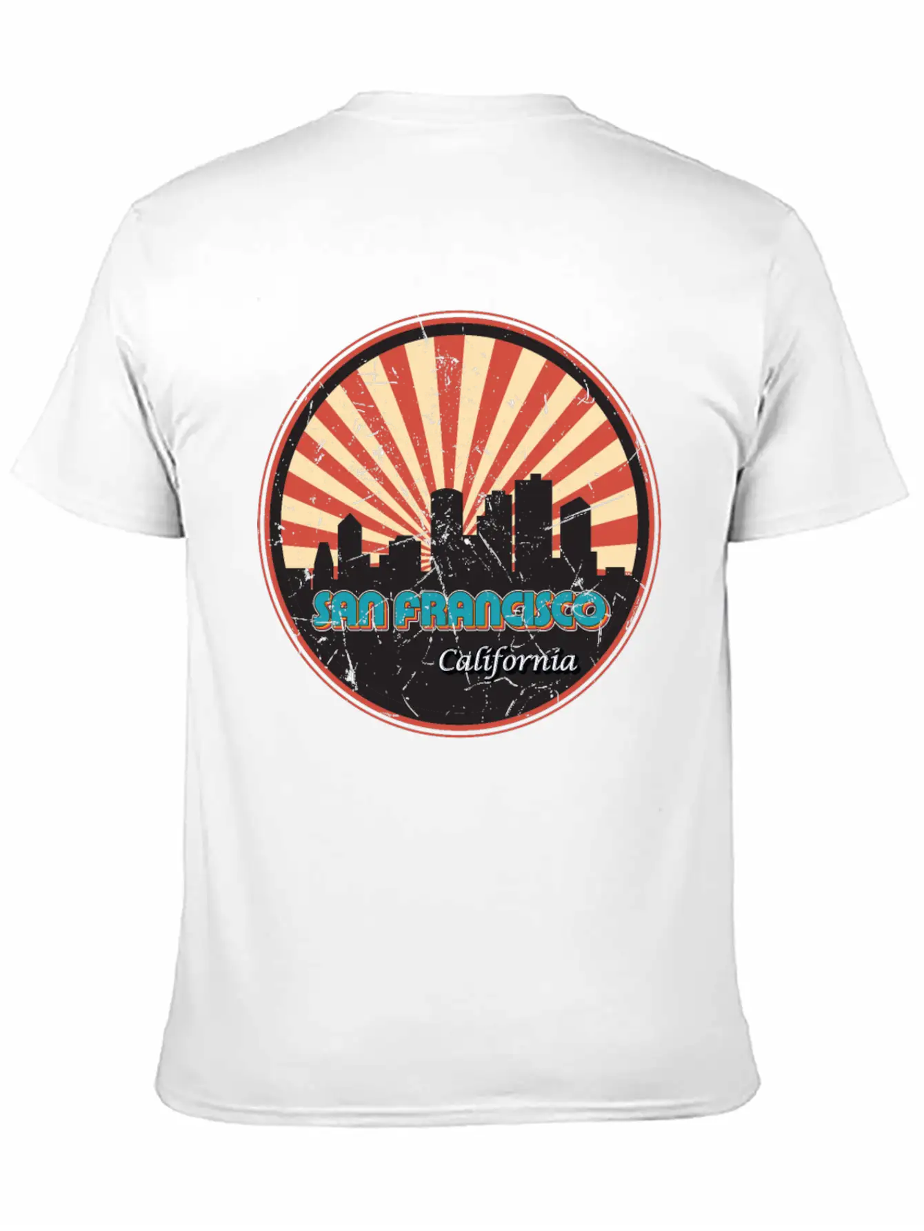 San Francisco California State Skyline Retro 70s Stylish Everyday T-Shirt – Unisex Basic Cotton Tee