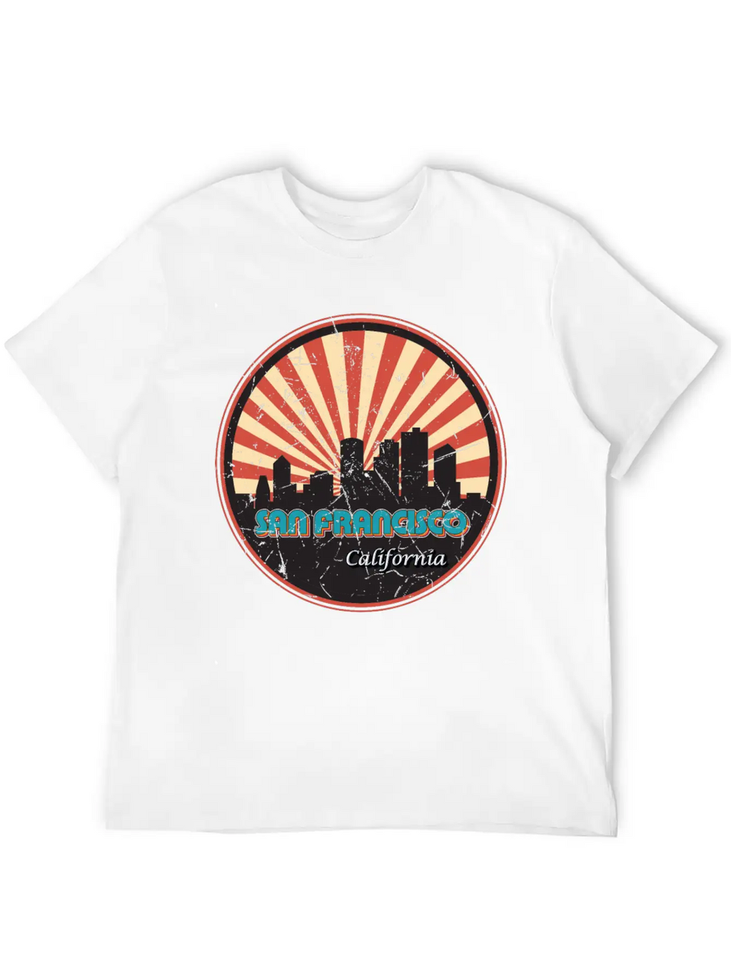 San Francisco California State Skyline Retro 70s Stylish Everyday T-Shirt – Unisex Basic Cotton Tee