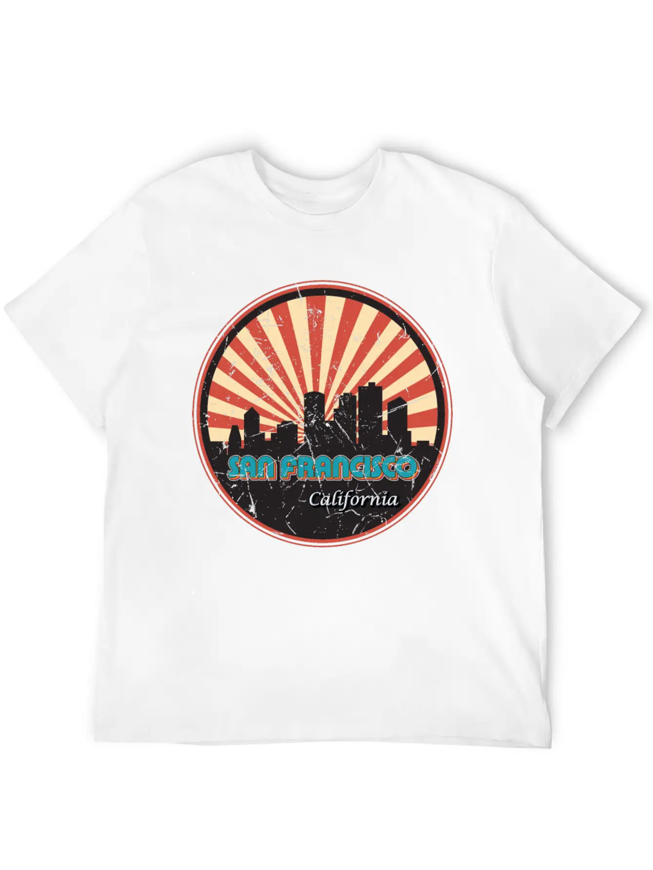 San Francisco California State Skyline Retro 70s Stylish Everyday T-Shirt – Unisex Basic Cotton Tee