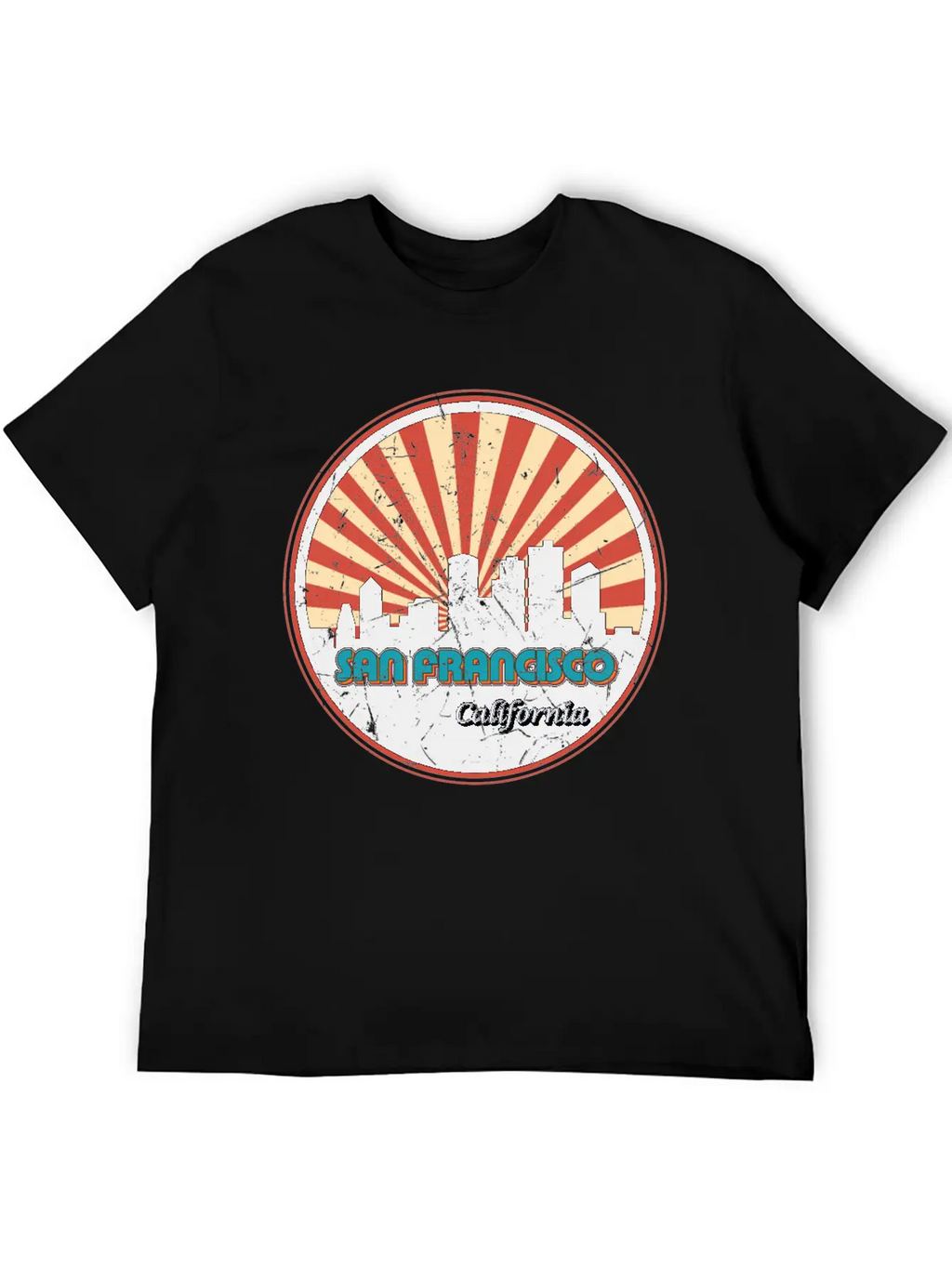 San Francisco California State Skyline Retro 70s Stylish Everyday T-Shirt – Unisex Basic Cotton Tee