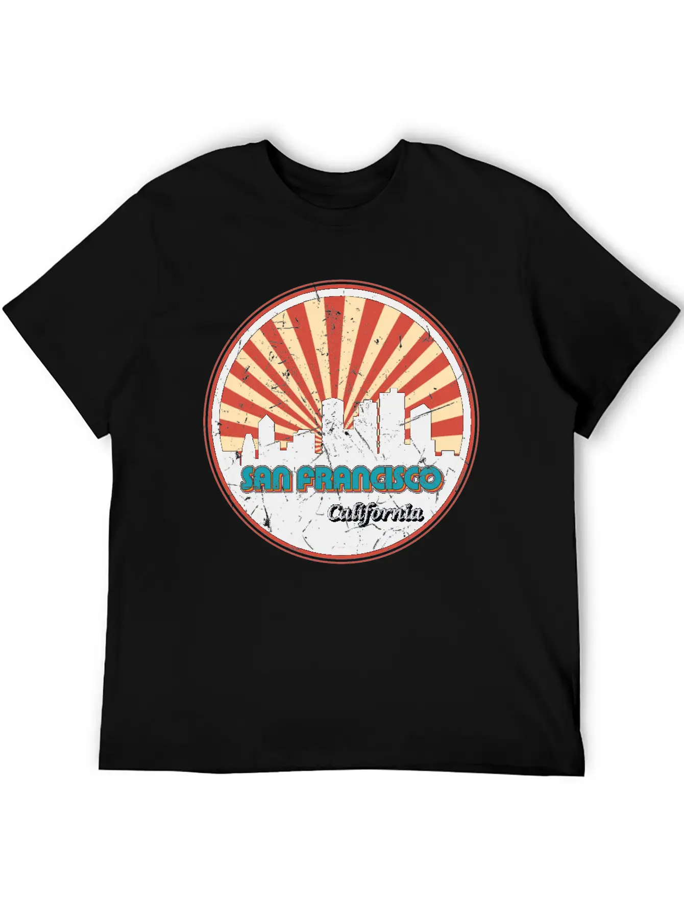 San Francisco California State Skyline Retro 70s Stylish Everyday T-Shirt – Unisex Basic Cotton Tee