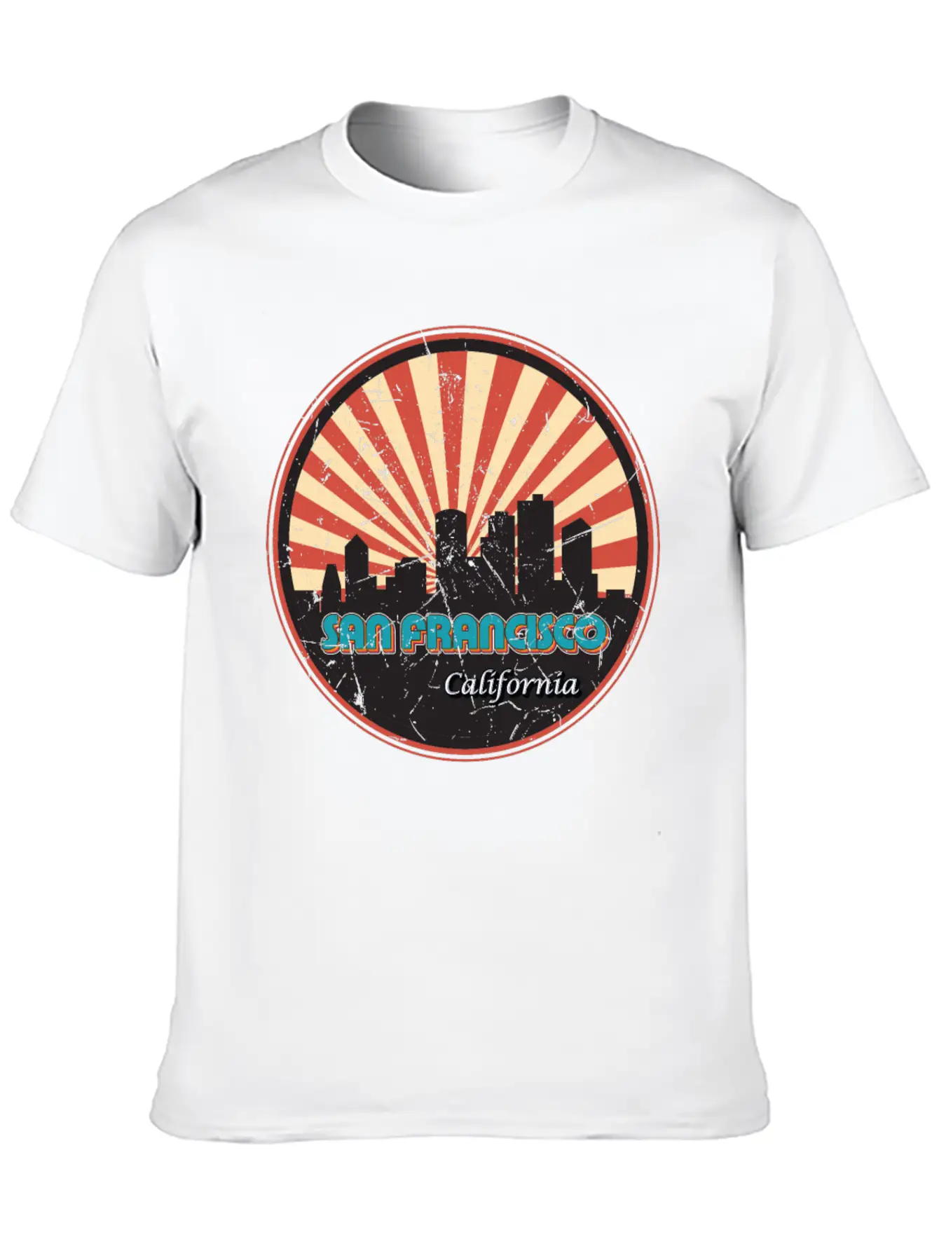San Francisco California State Skyline Retro 70s Stylish Everyday T-Shirt – Unisex Basic Cotton Tee