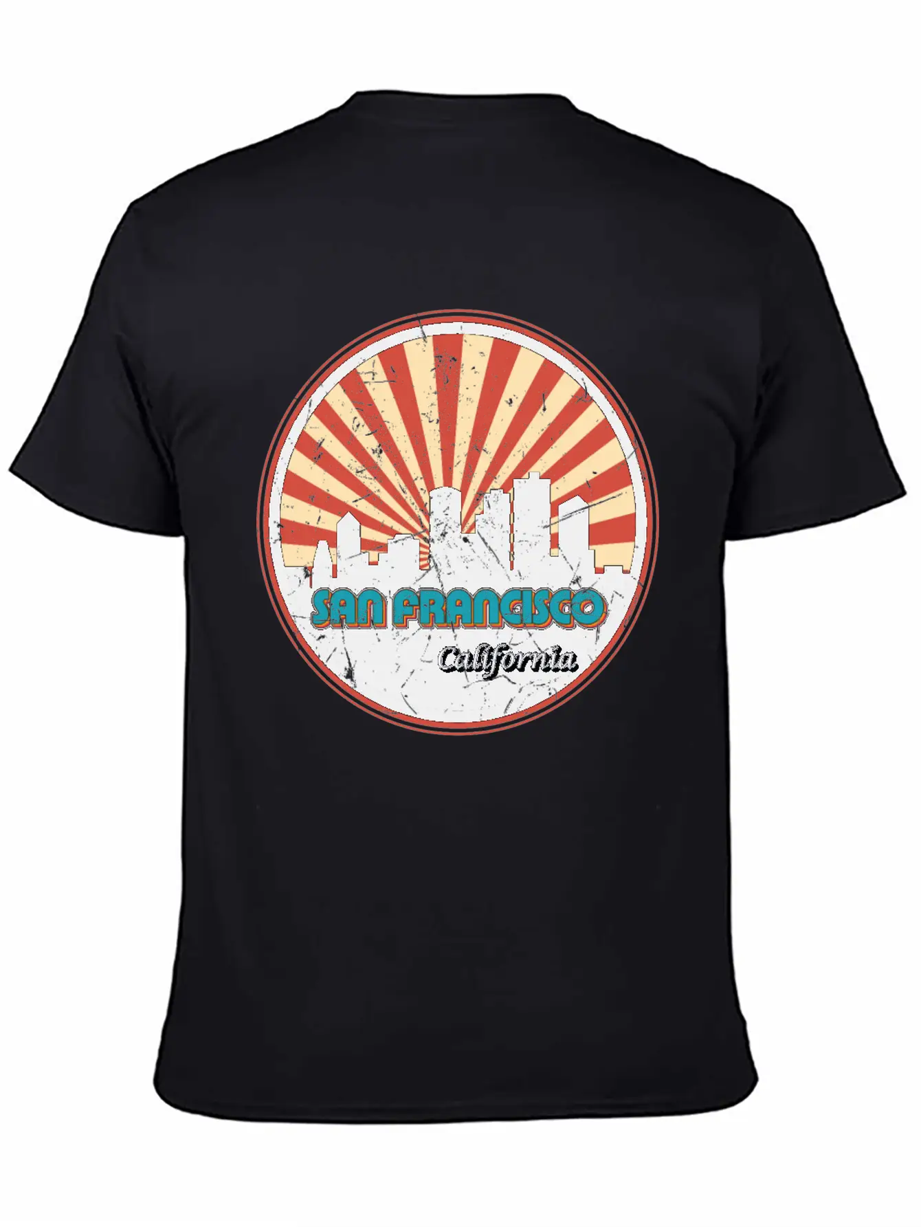 San Francisco California State Skyline Retro 70s Stylish Everyday T-Shirt – Unisex Basic Cotton Tee