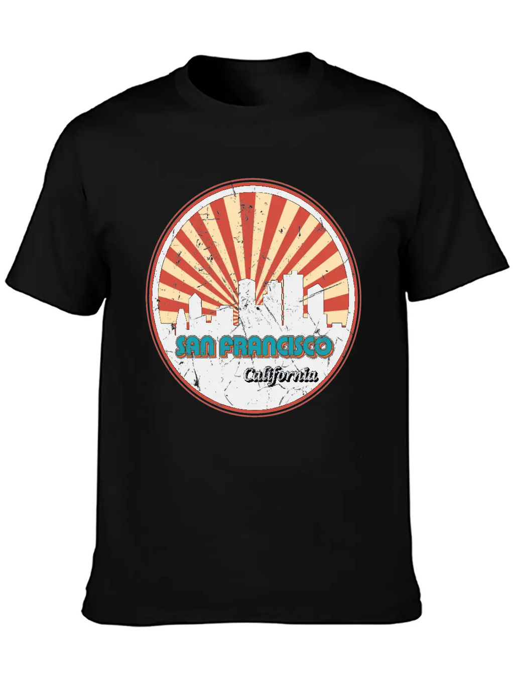San Francisco California State Skyline Retro 70s Stylish Everyday T-Shirt – Unisex Basic Cotton Tee