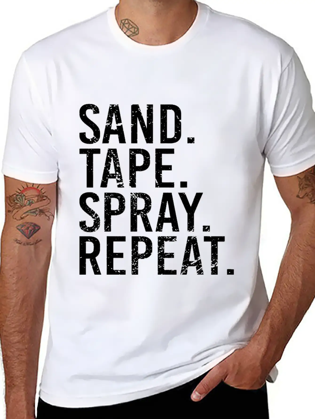 Sand Tape Spray Repeat Auto Body Painter Automotiv Classic Cotton Tee – Unisex Comfort For Any Season