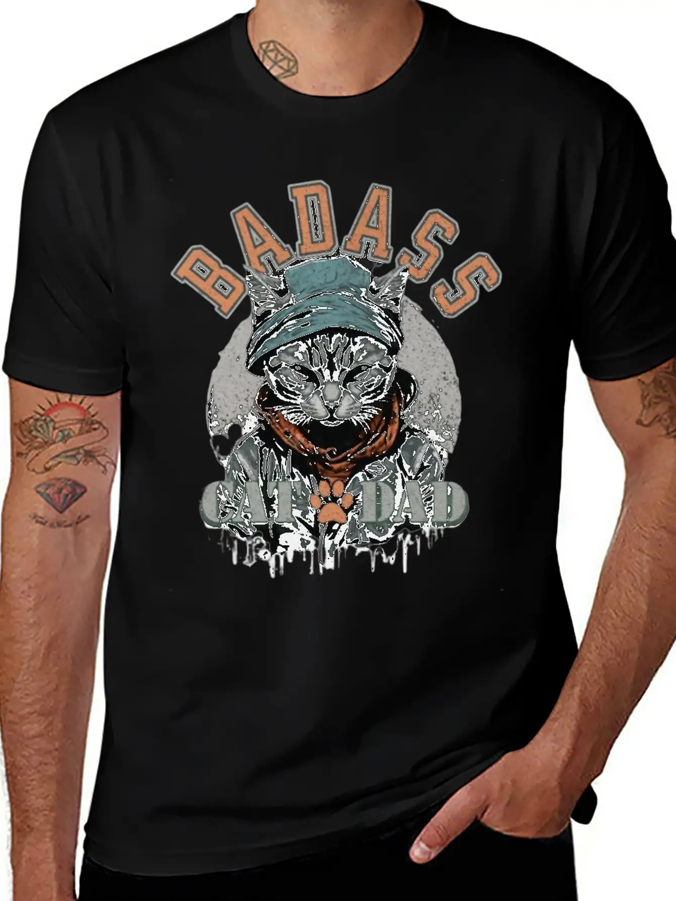 Sans TitreBadass Cat Dad Breathable Soft Cotton T-Shirt – Timeless Casual Look