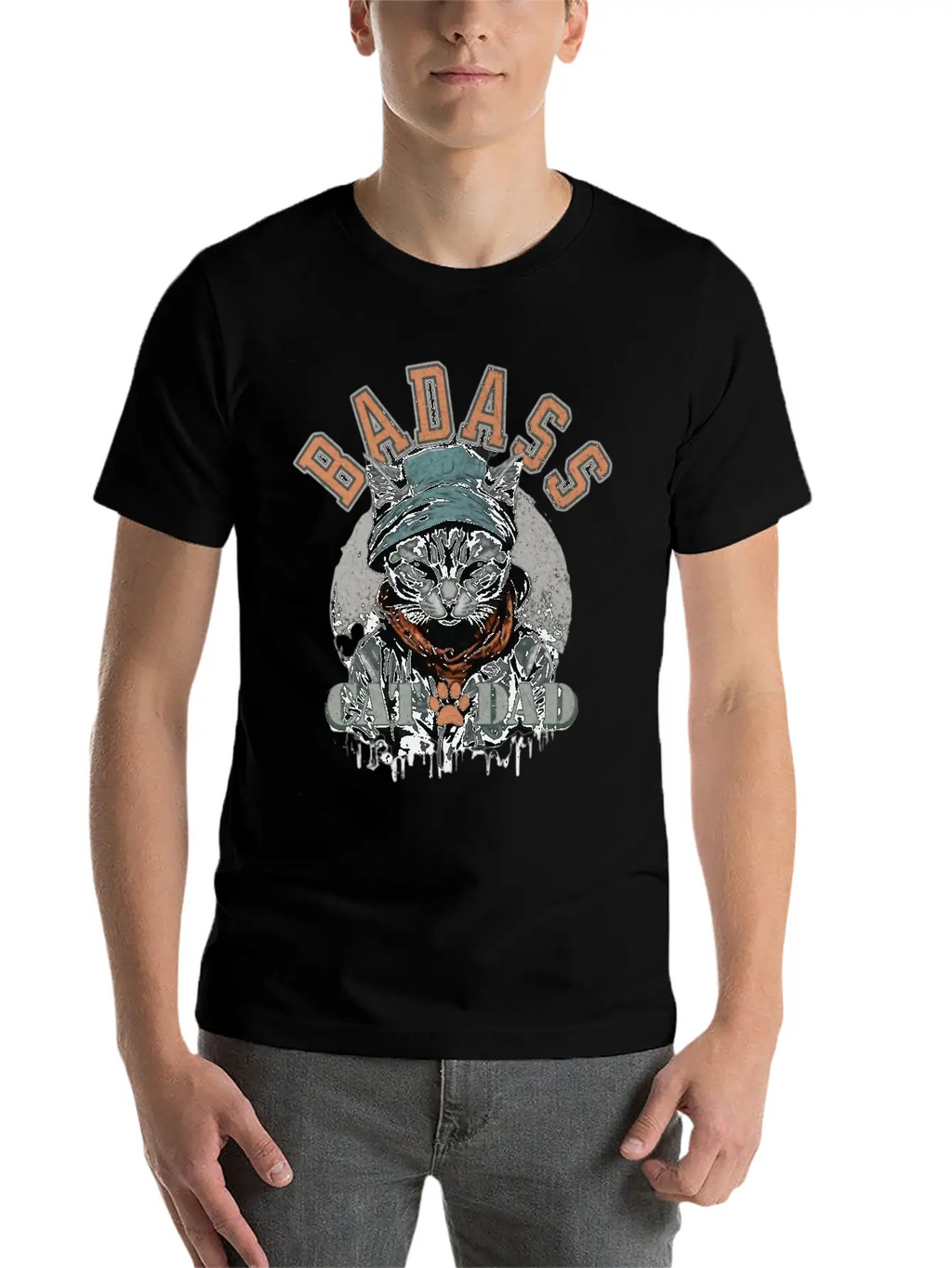 Sans TitreBadass Cat Dad Breathable Soft Cotton T-Shirt – Timeless Casual Look