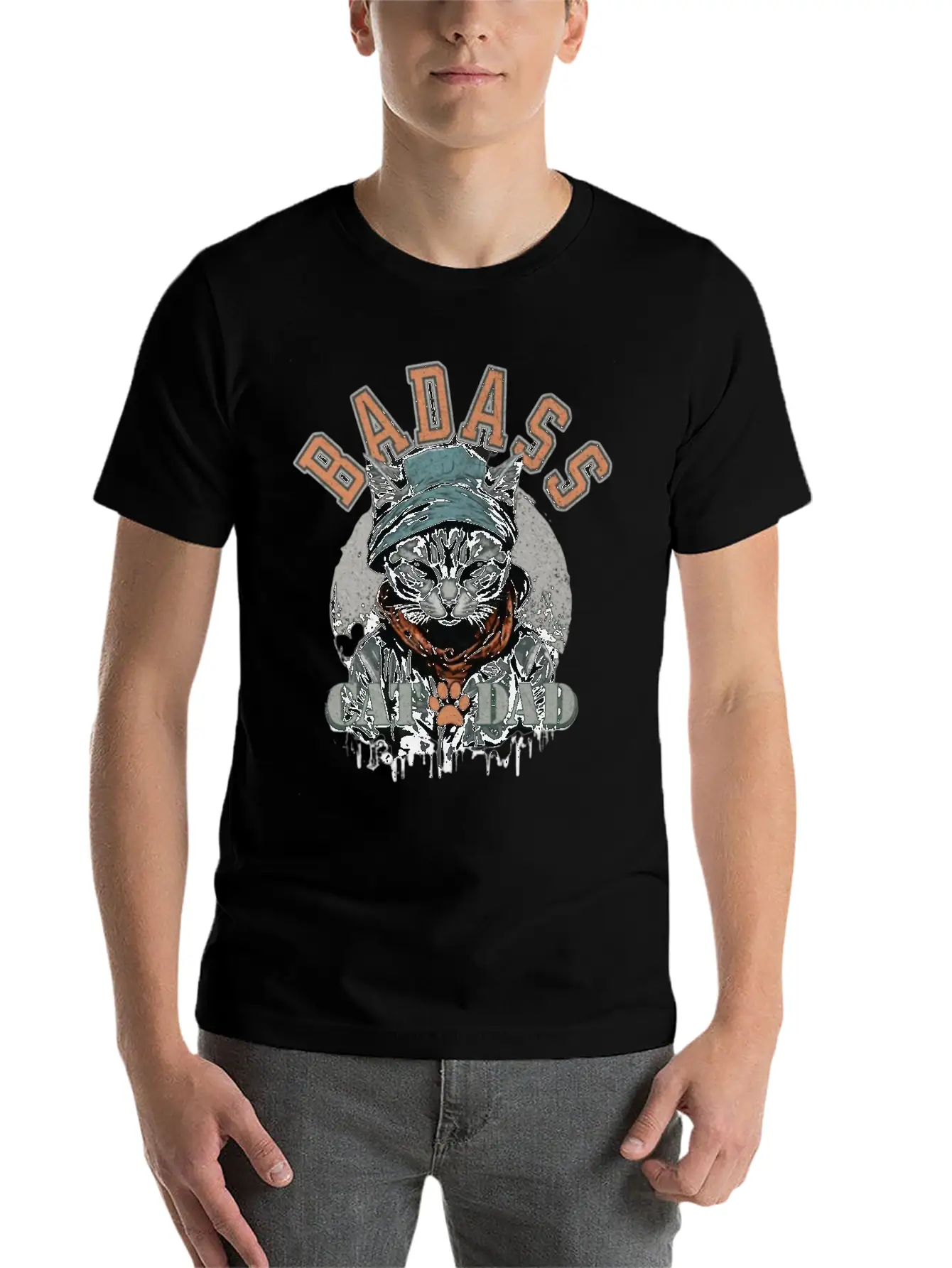 Sans TitreBadass Cat Dad Breathable Soft Cotton T-Shirt – Timeless Casual Look