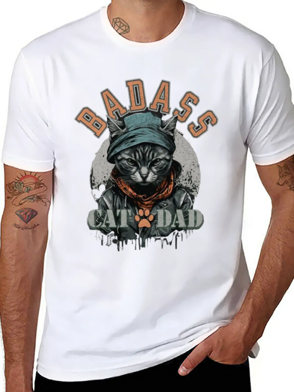 Sans TitreBadass Cat Dad Breathable Soft Cotton T-Shirt – Timeless Casual Look