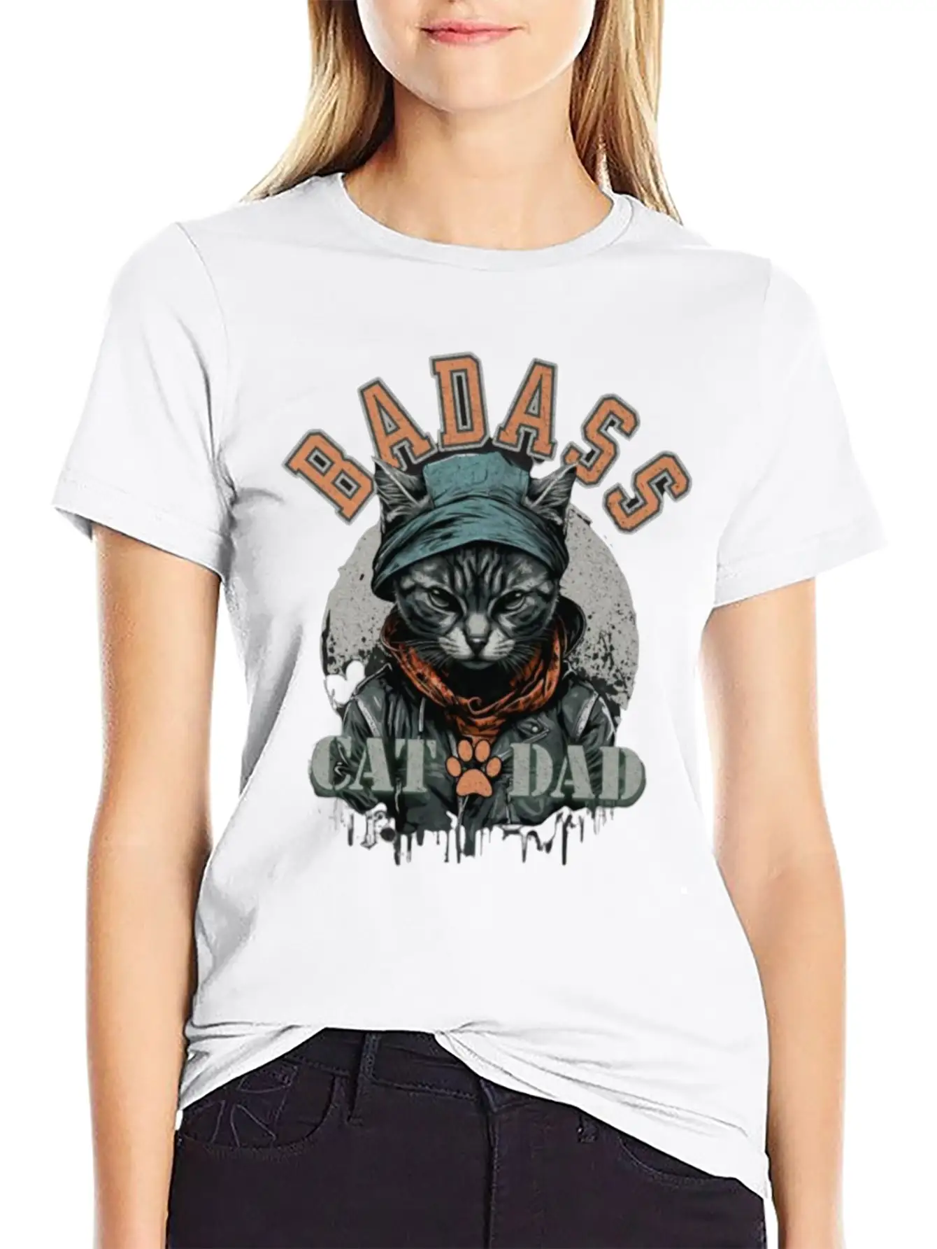 Sans TitreBadass Cat Dad Breathable Soft Cotton T-Shirt – Timeless Casual Look