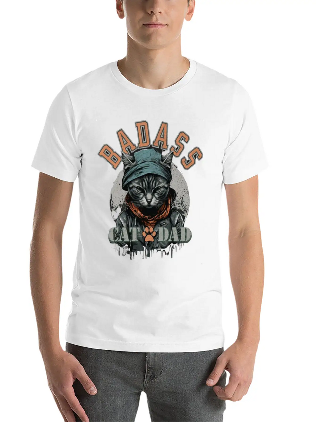 Sans TitreBadass Cat Dad Breathable Soft Cotton T-Shirt – Timeless Casual Look