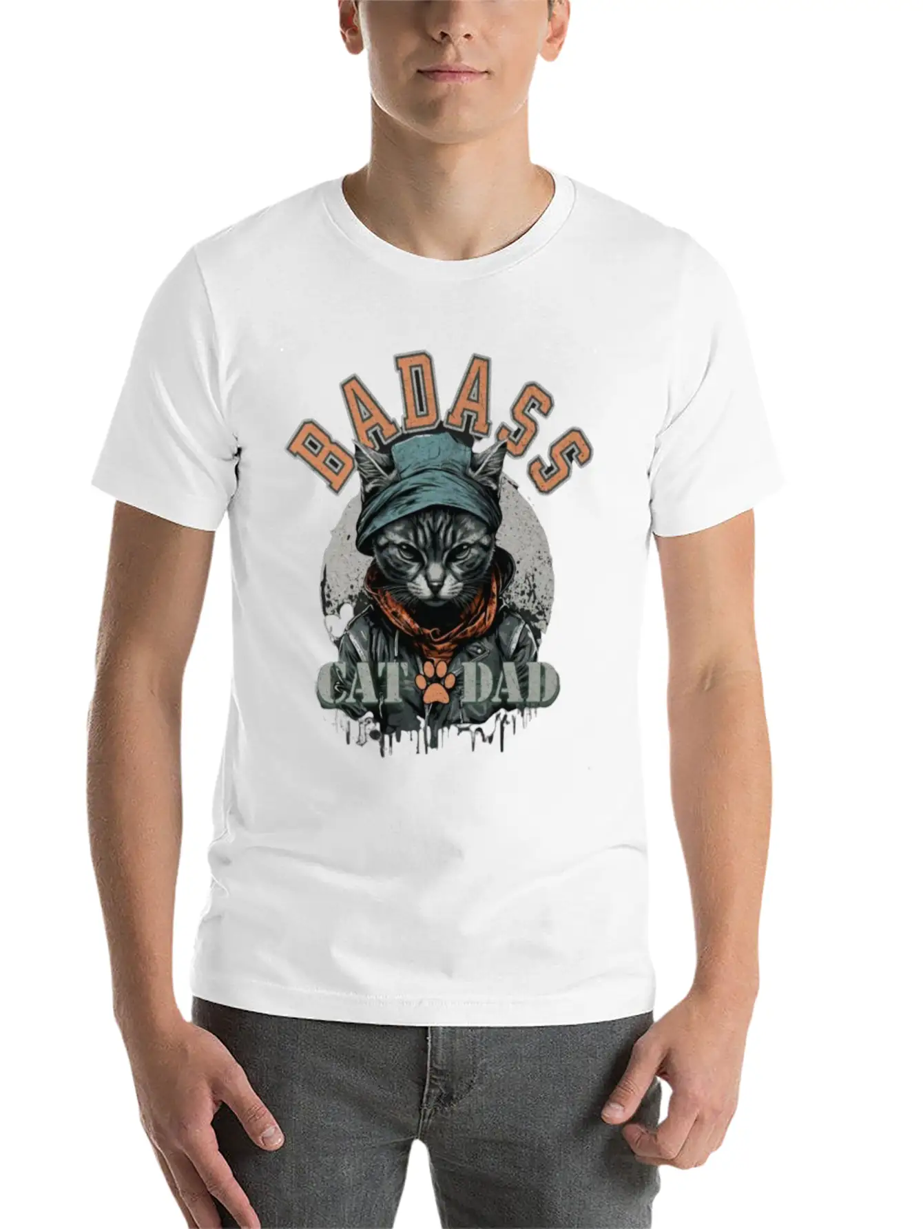 Sans TitreBadass Cat Dad Breathable Soft Cotton T-Shirt – Timeless Casual Look
