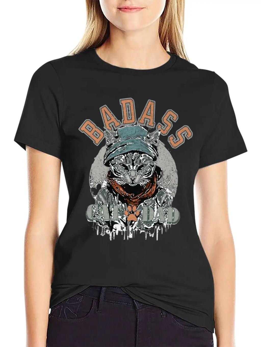 Sans TitreBadass Cat Dad Breathable Soft Cotton T-Shirt – Timeless Casual Look