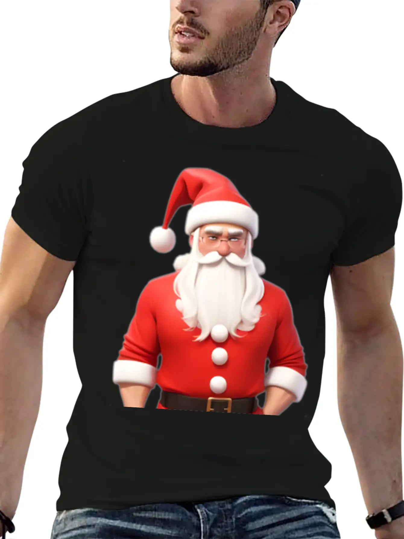 Santa 3d Breathable Graphic T-Shirt – Perfect For Casual Days
