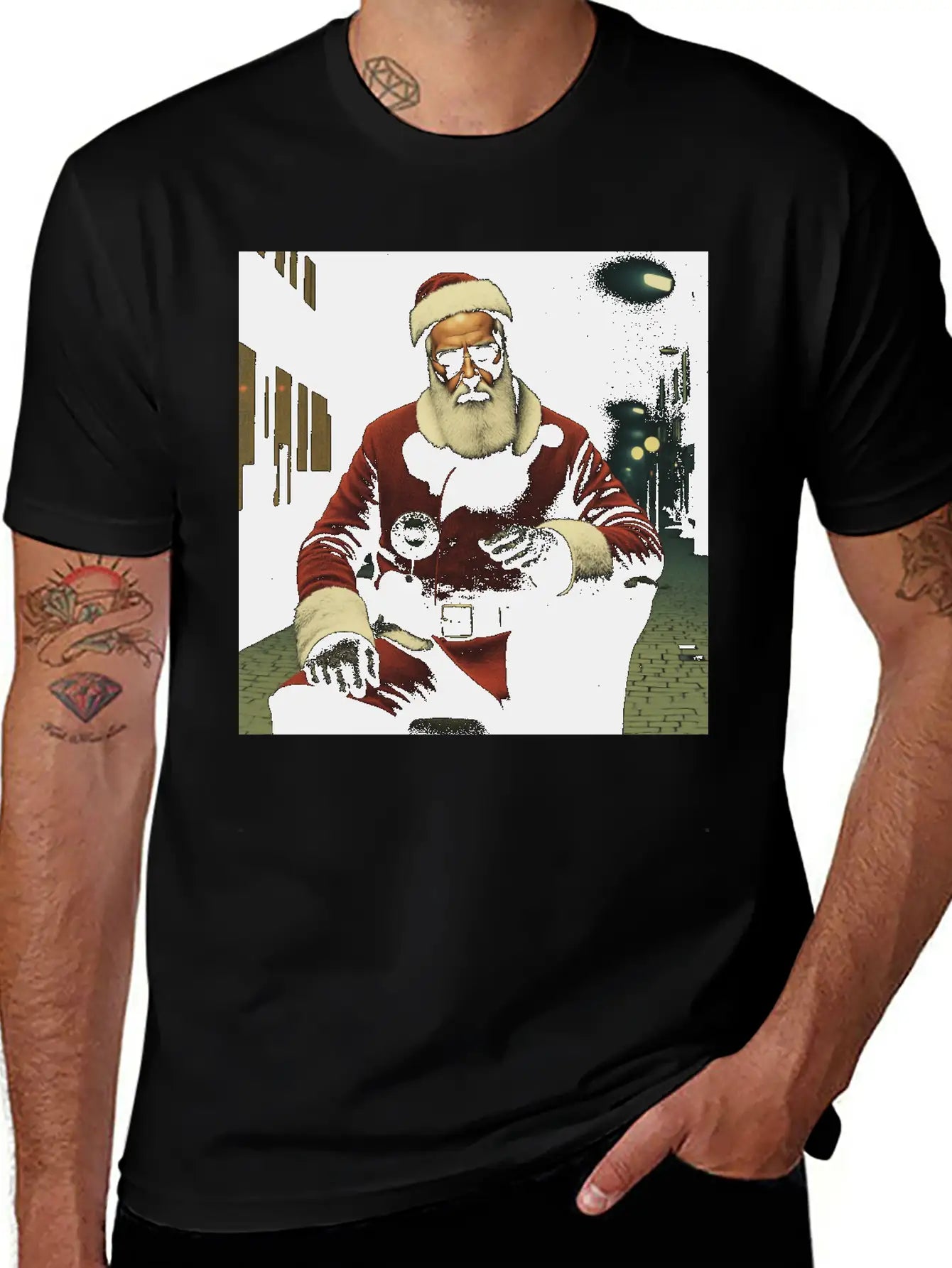 Santa Goes Cyberpunk Essential Cotton Tee For Daily Outfits – Unisex Style