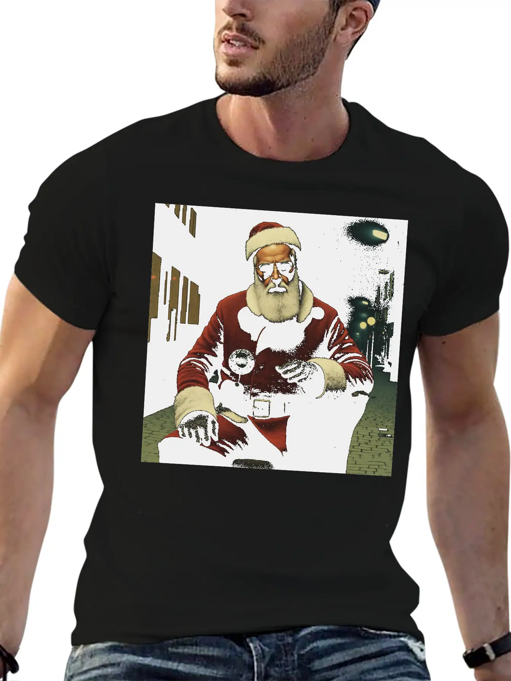 Santa Goes Cyberpunk Essential Cotton Tee For Daily Outfits – Unisex Style