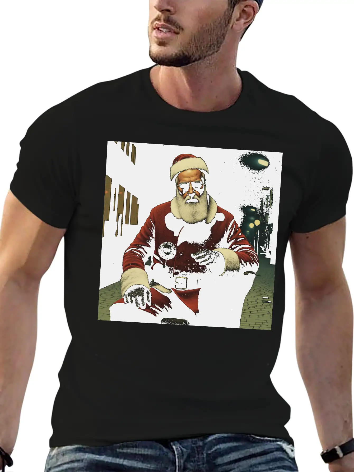 Santa Goes Cyberpunk Essential Cotton Tee For Daily Outfits – Unisex Style