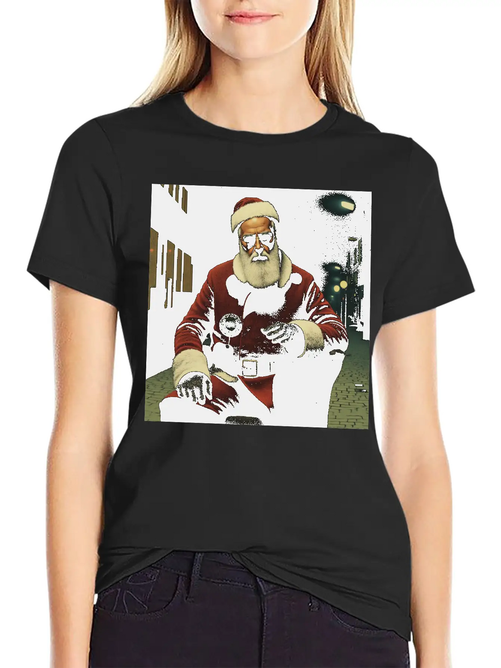 Santa Goes Cyberpunk Essential Cotton Tee For Daily Outfits – Unisex Style