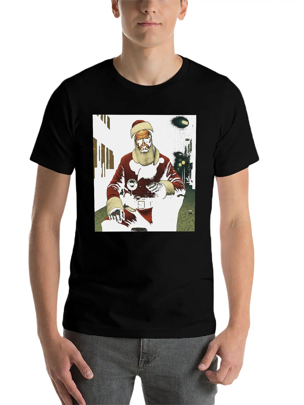 Santa Goes Cyberpunk Essential Cotton Tee For Daily Outfits – Unisex Style