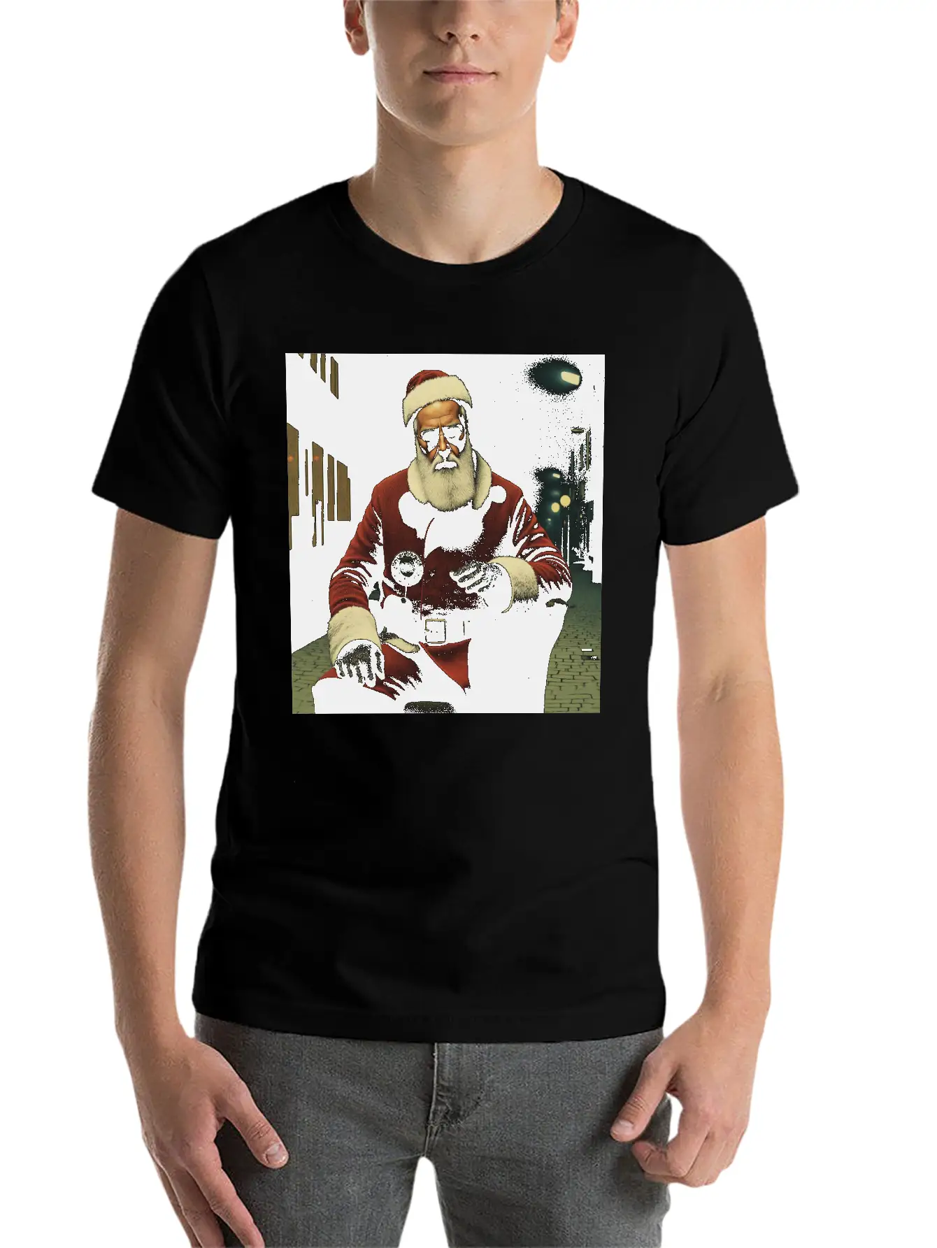 Santa Goes Cyberpunk Essential Cotton Tee For Daily Outfits – Unisex Style