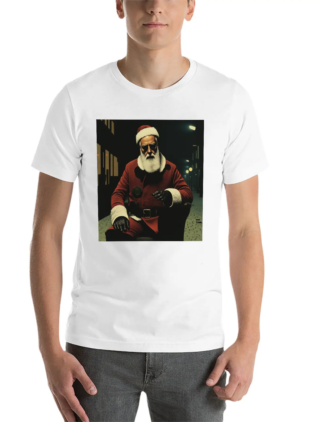 Santa Goes Cyberpunk Essential Cotton Tee For Daily Outfits – Unisex Style
