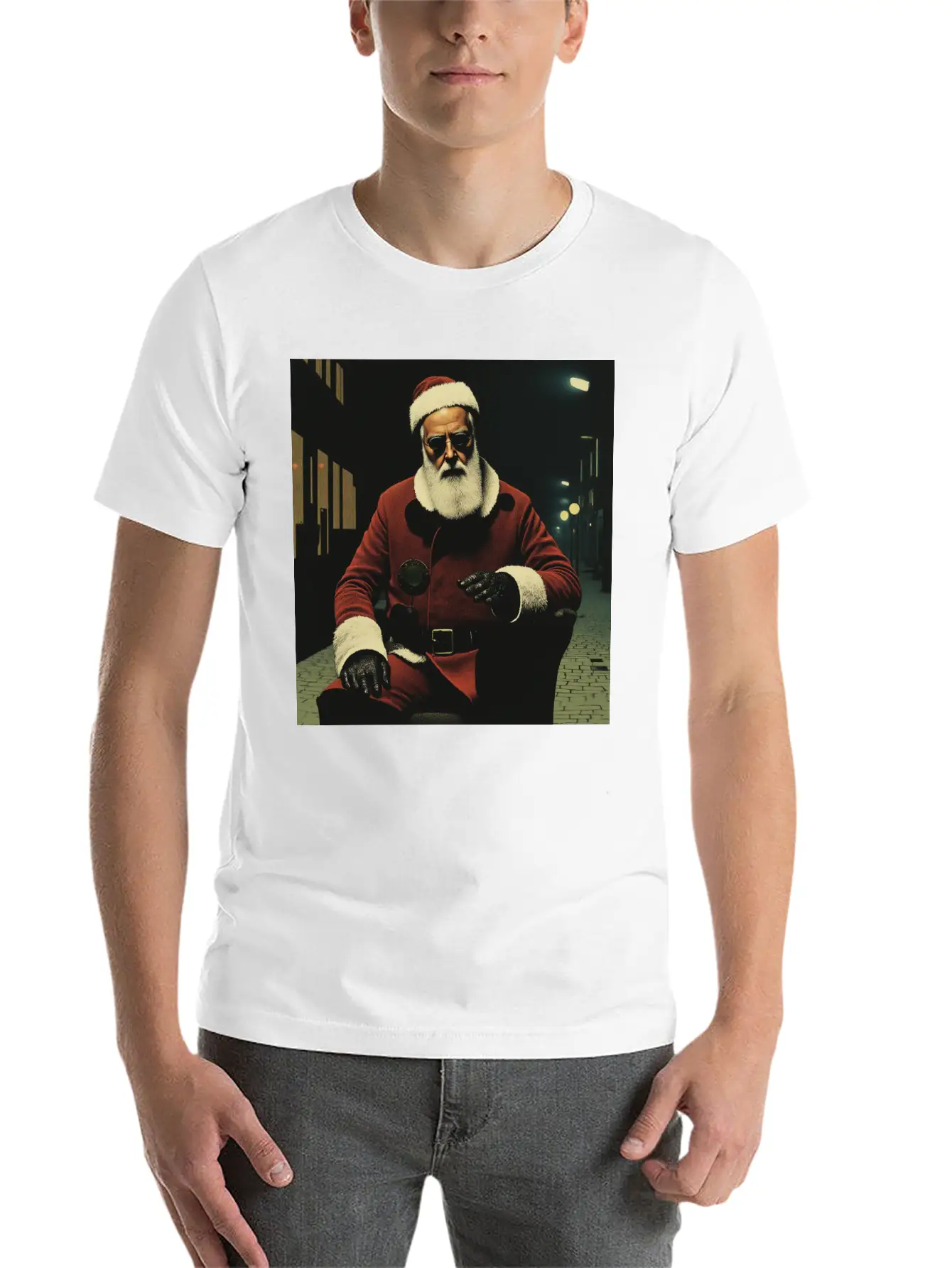 Santa Goes Cyberpunk Essential Cotton Tee For Daily Outfits – Unisex Style