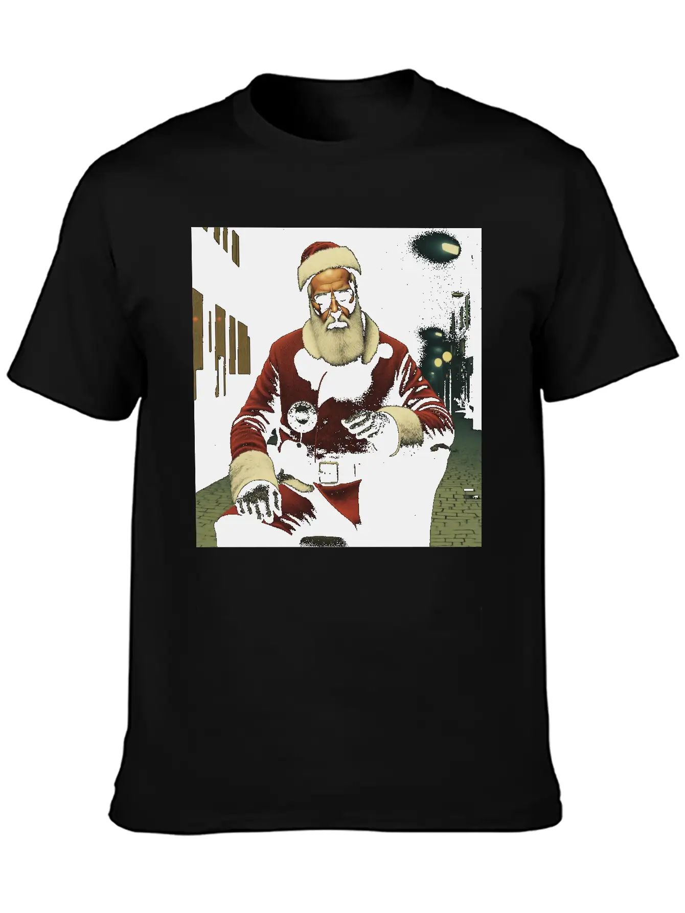 Santa Goes Cyberpunk Essential Cotton Tee For Daily Outfits – Unisex Style