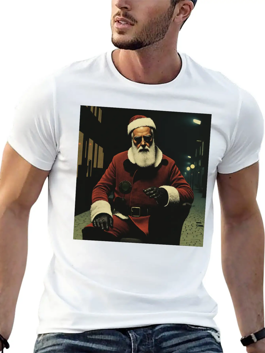 Santa Goes Cyberpunk Essential Cotton Tee For Daily Outfits – Unisex Style