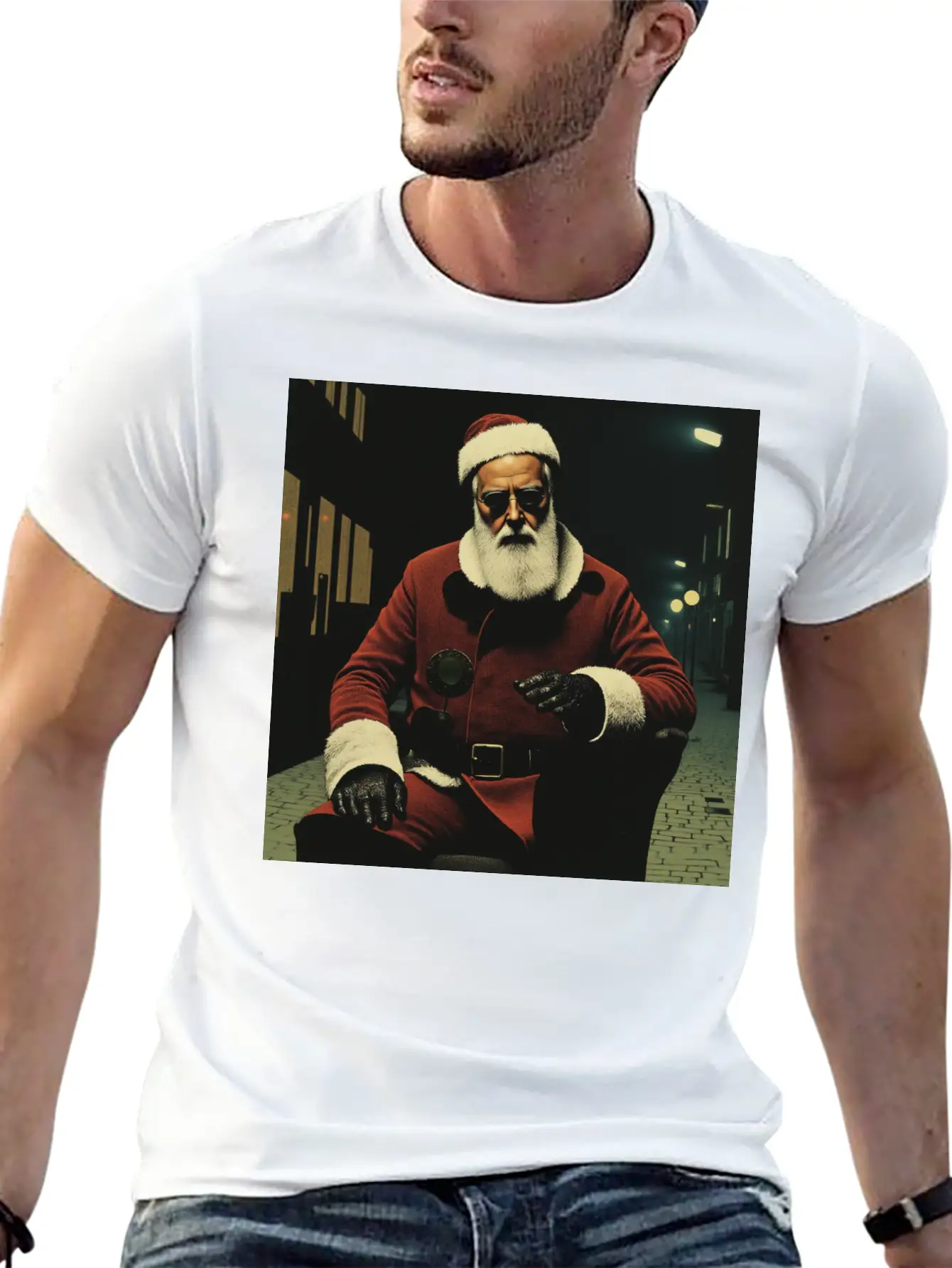 Santa Goes Cyberpunk Essential Cotton Tee For Daily Outfits – Unisex Style