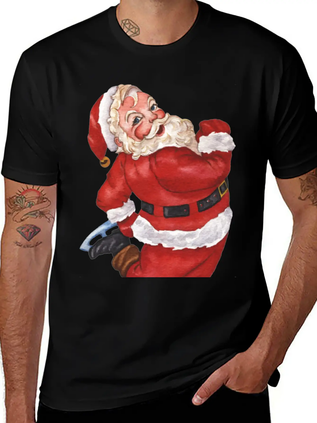 Santa Ice Skating Stylish Everyday T-Shirt – Unisex Basic Cotton Tee