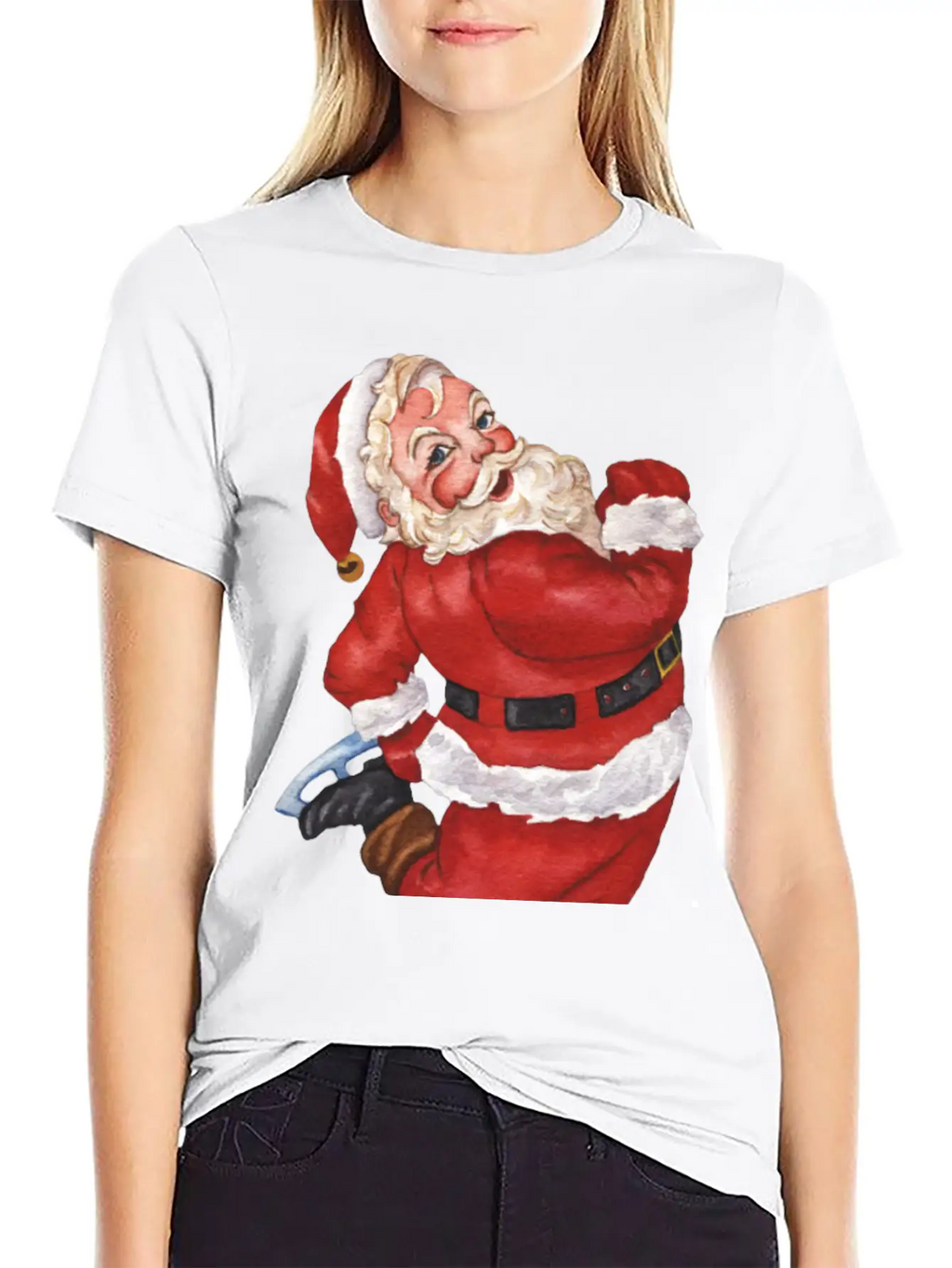 Santa Ice Skating Stylish Everyday T-Shirt – Unisex Basic Cotton Tee