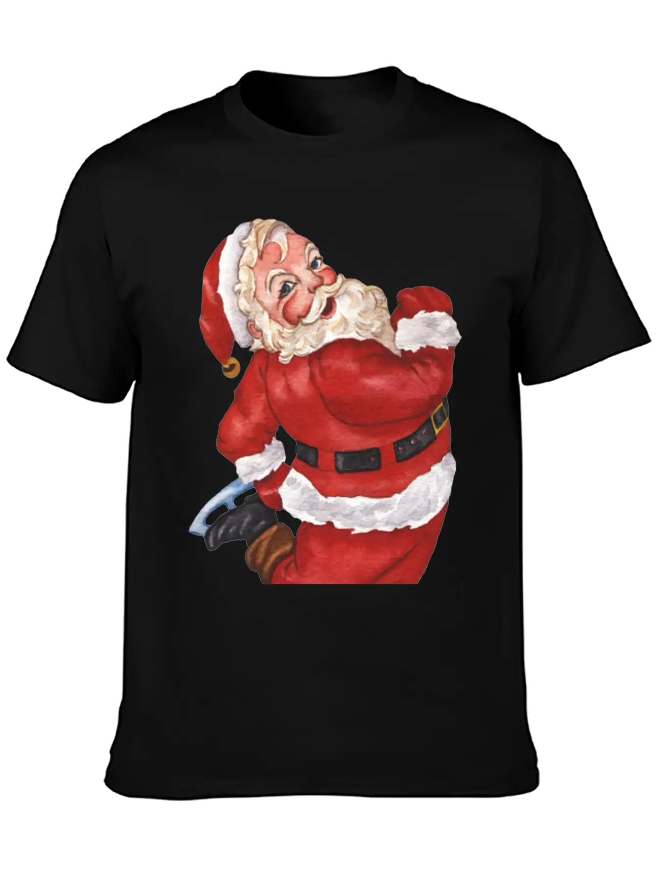 Santa Ice Skating Stylish Everyday T-Shirt – Unisex Basic Cotton Tee