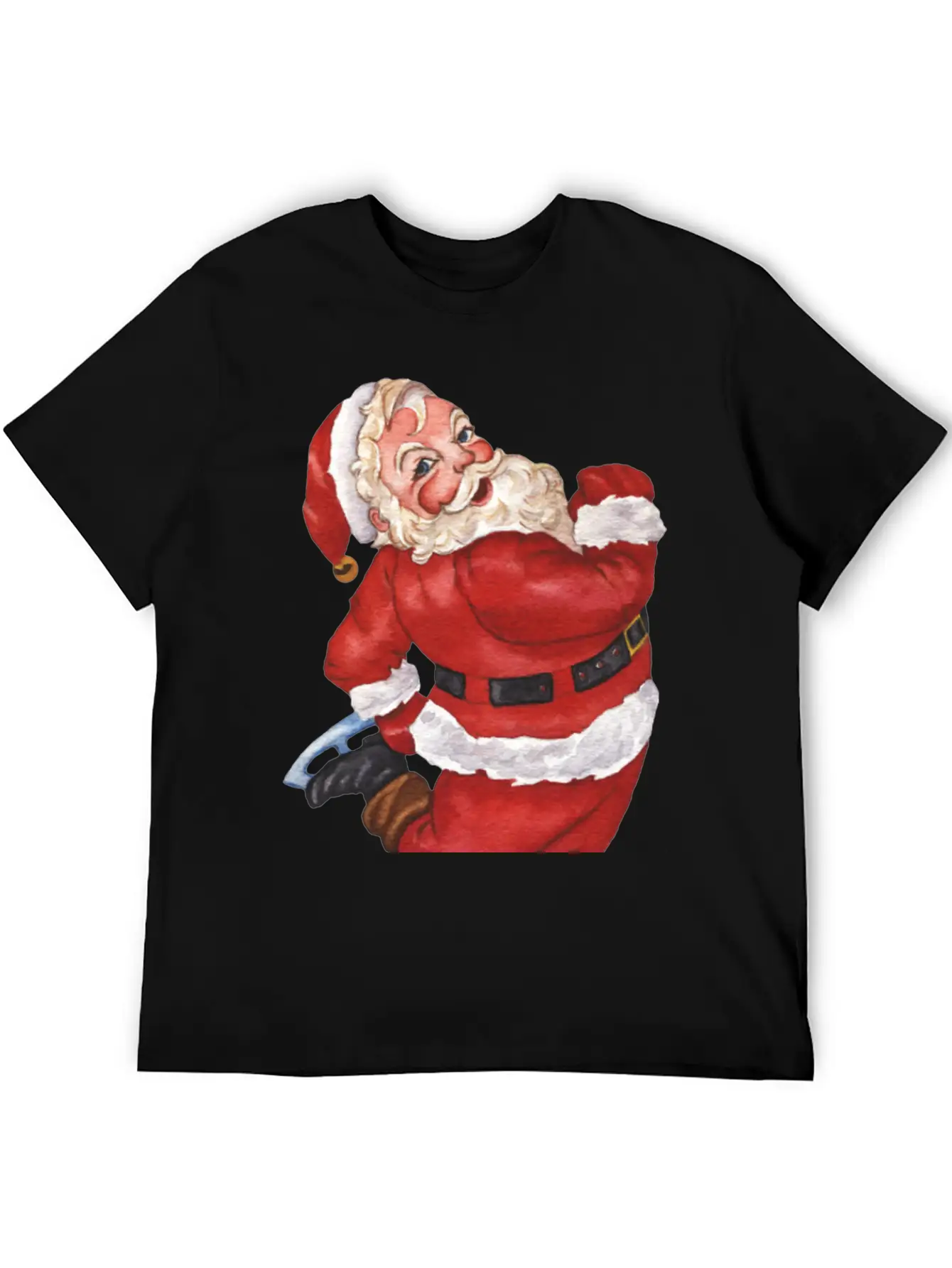 Santa Ice Skating Stylish Everyday T-Shirt – Unisex Basic Cotton Tee