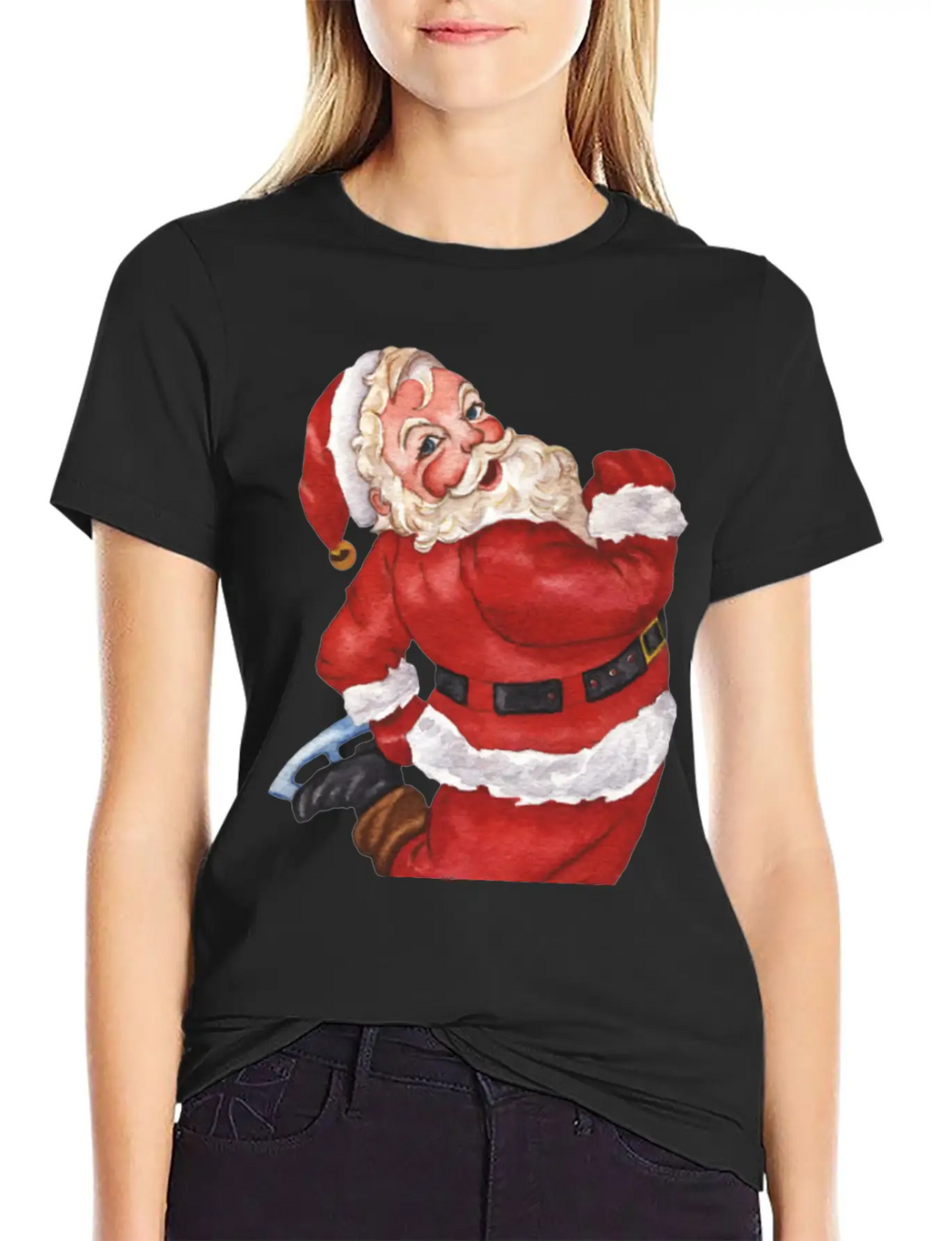 Santa Ice Skating Stylish Everyday T-Shirt – Unisex Basic Cotton Tee