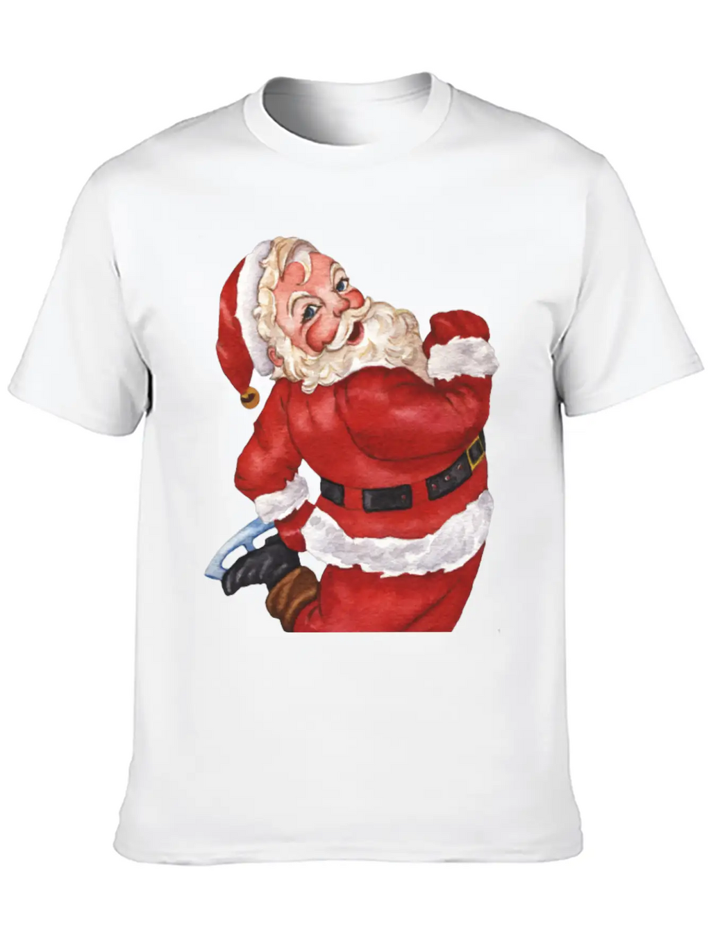 Santa Ice Skating Stylish Everyday T-Shirt – Unisex Basic Cotton Tee
