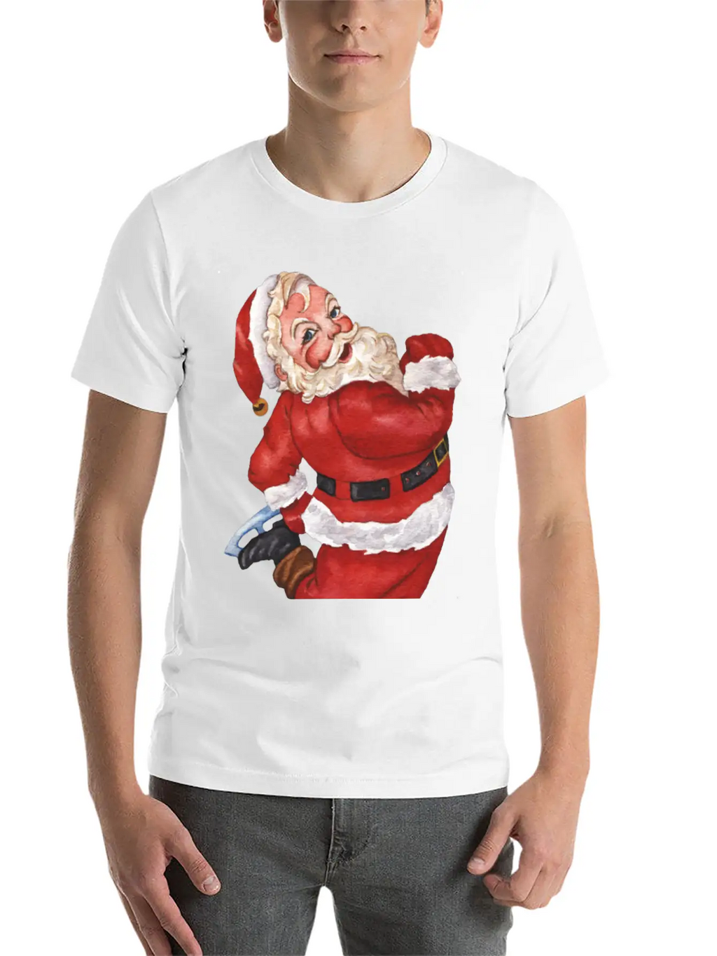 Santa Ice Skating Stylish Everyday T-Shirt – Unisex Basic Cotton Tee