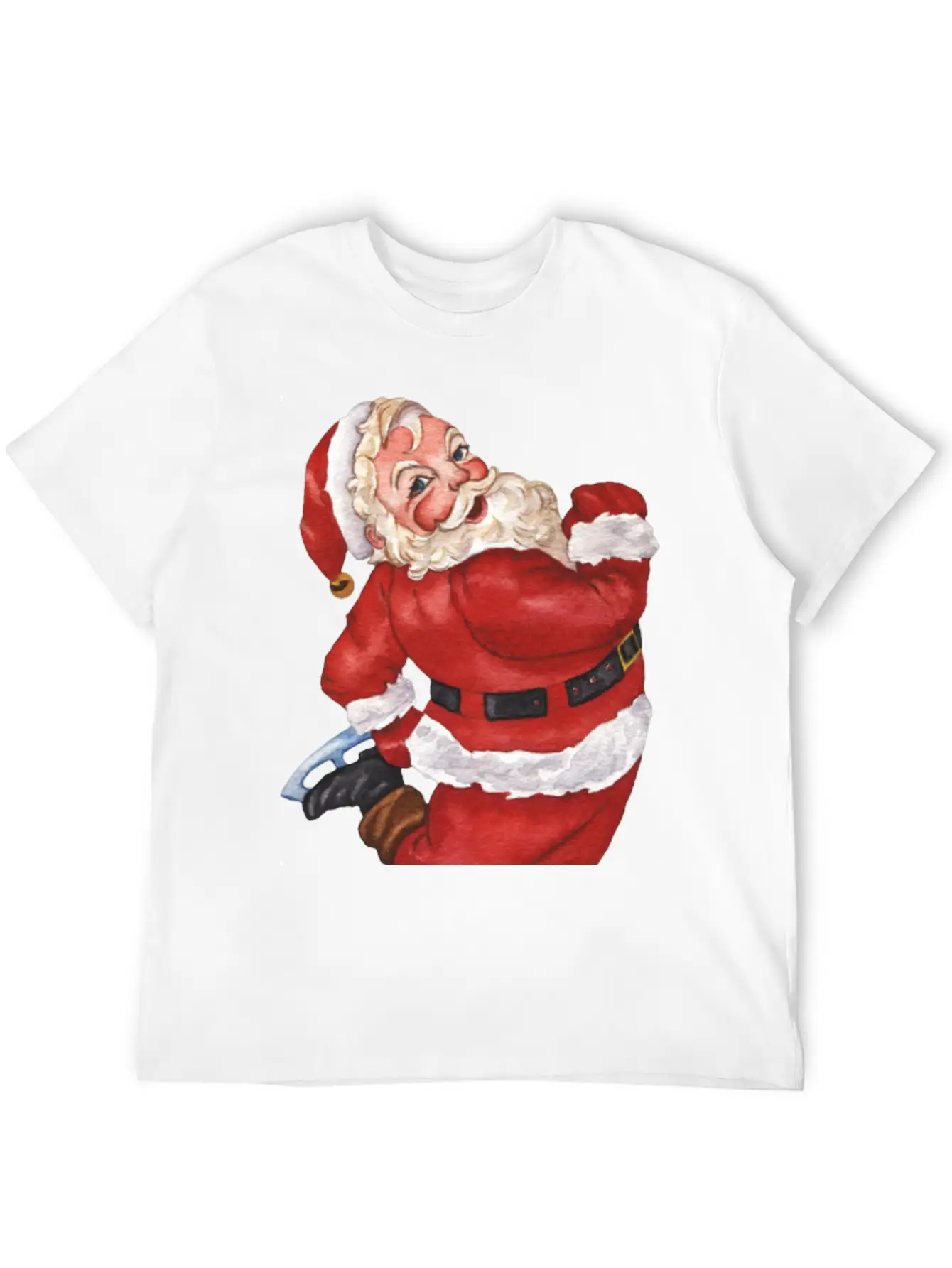Santa Ice Skating Stylish Everyday T-Shirt – Unisex Basic Cotton Tee