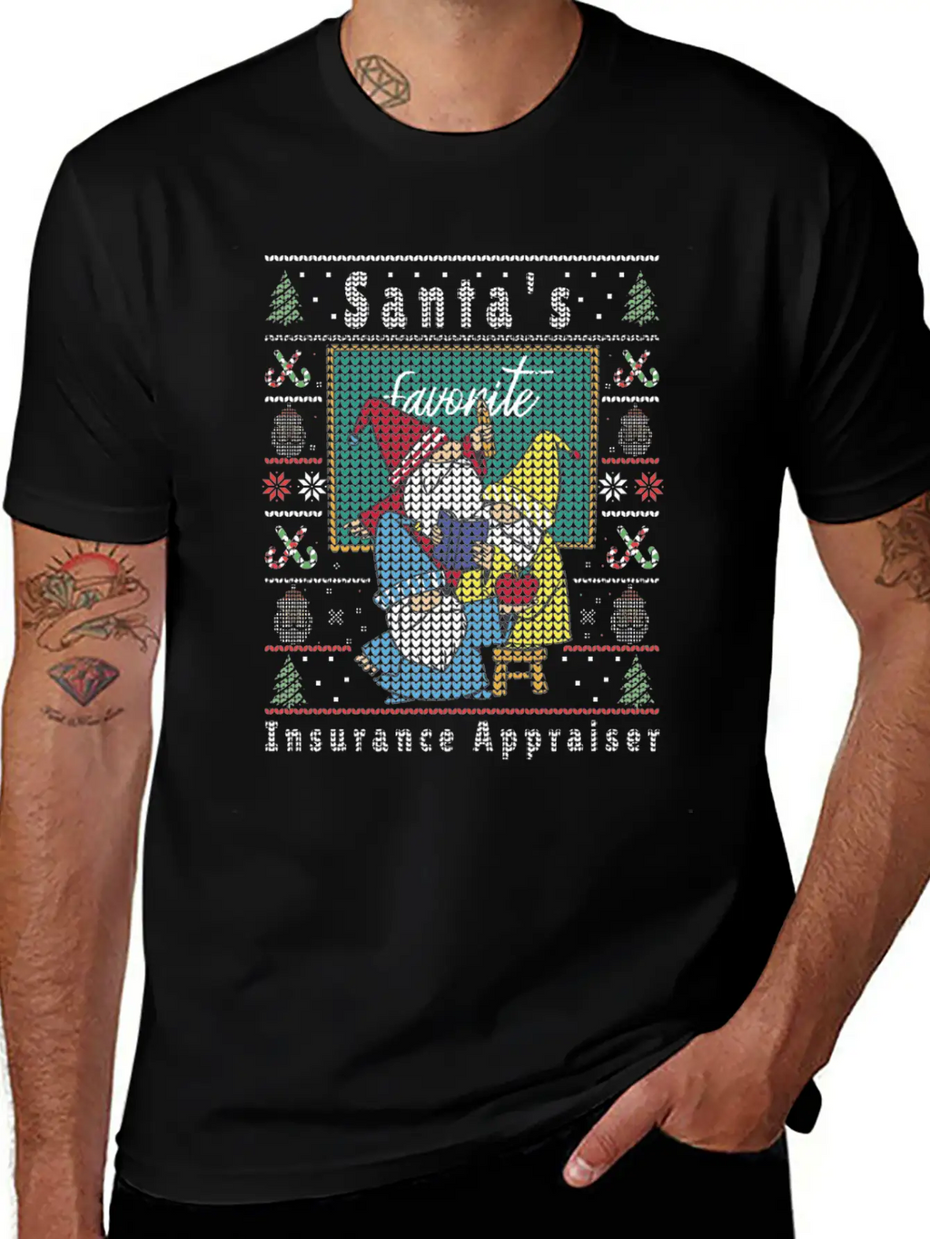 Santas Elfs Ugly Christmas Insurance-Appraiser Timeless Short Sleeve Tee – Comfy And Minimalist Design