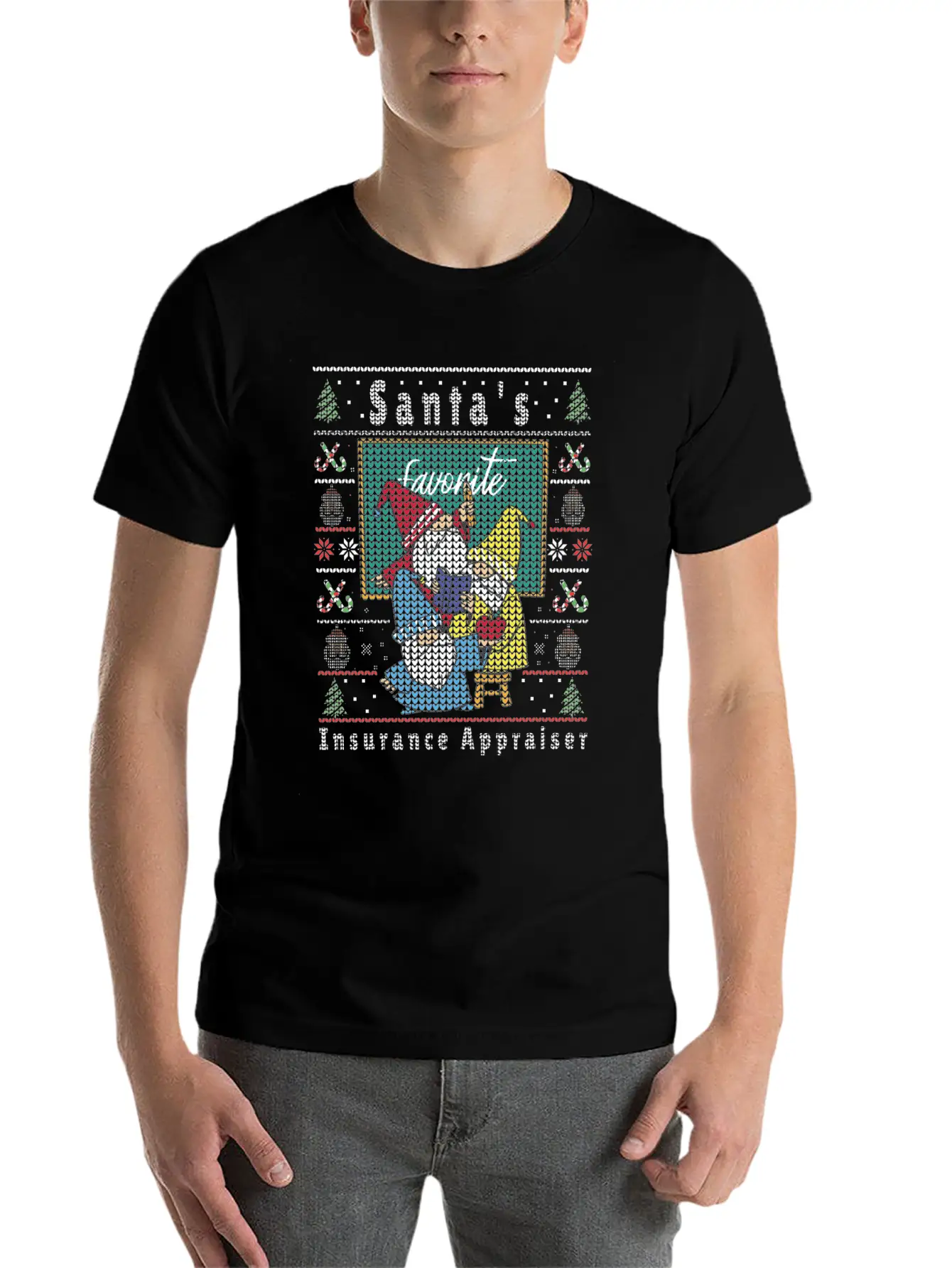 Santas Elfs Ugly Christmas Insurance-Appraiser Timeless Short Sleeve Tee – Comfy And Minimalist Design