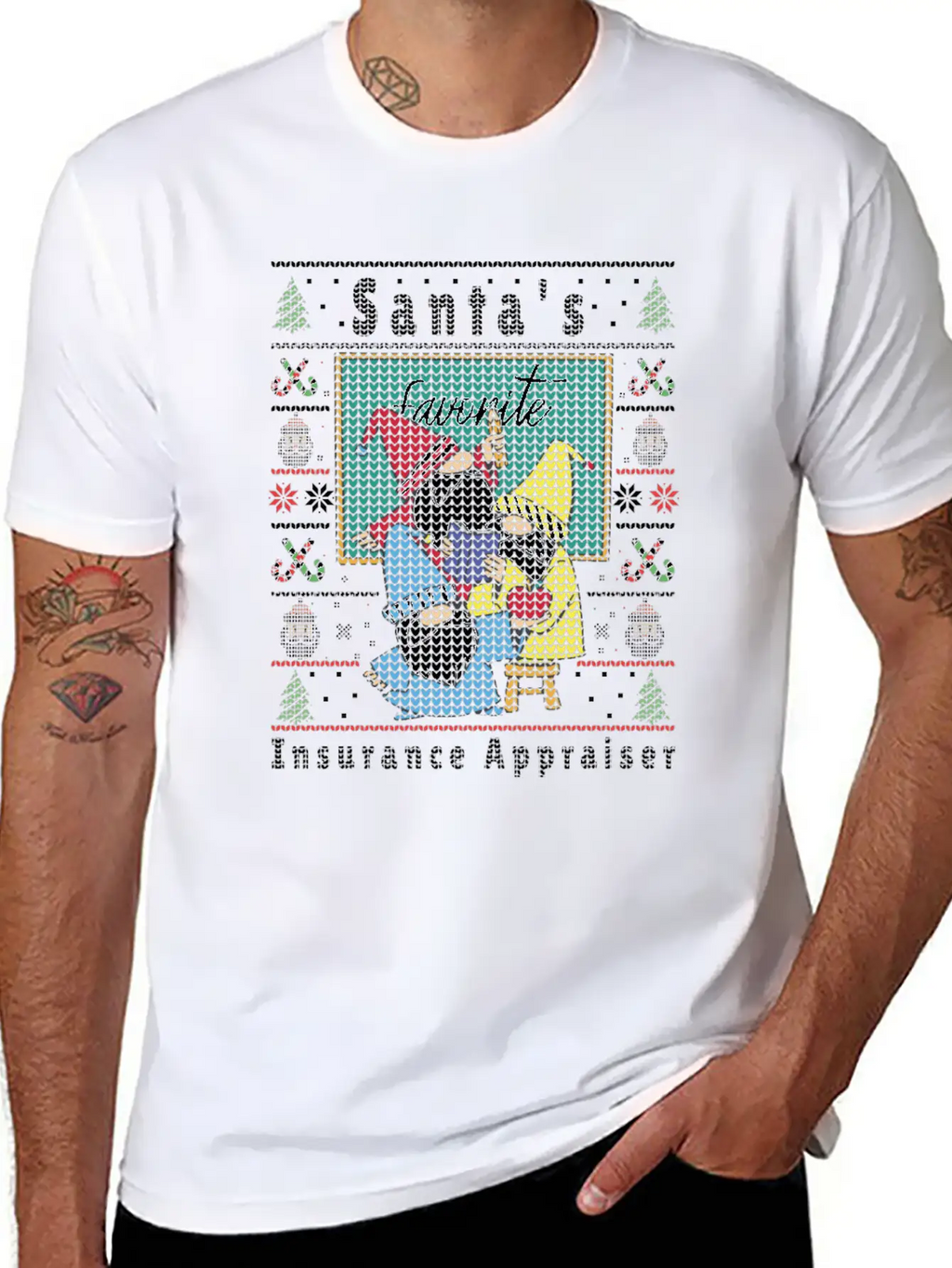 Santas Elfs Ugly Christmas Insurance-Appraiser Timeless Short Sleeve Tee – Comfy And Minimalist Design