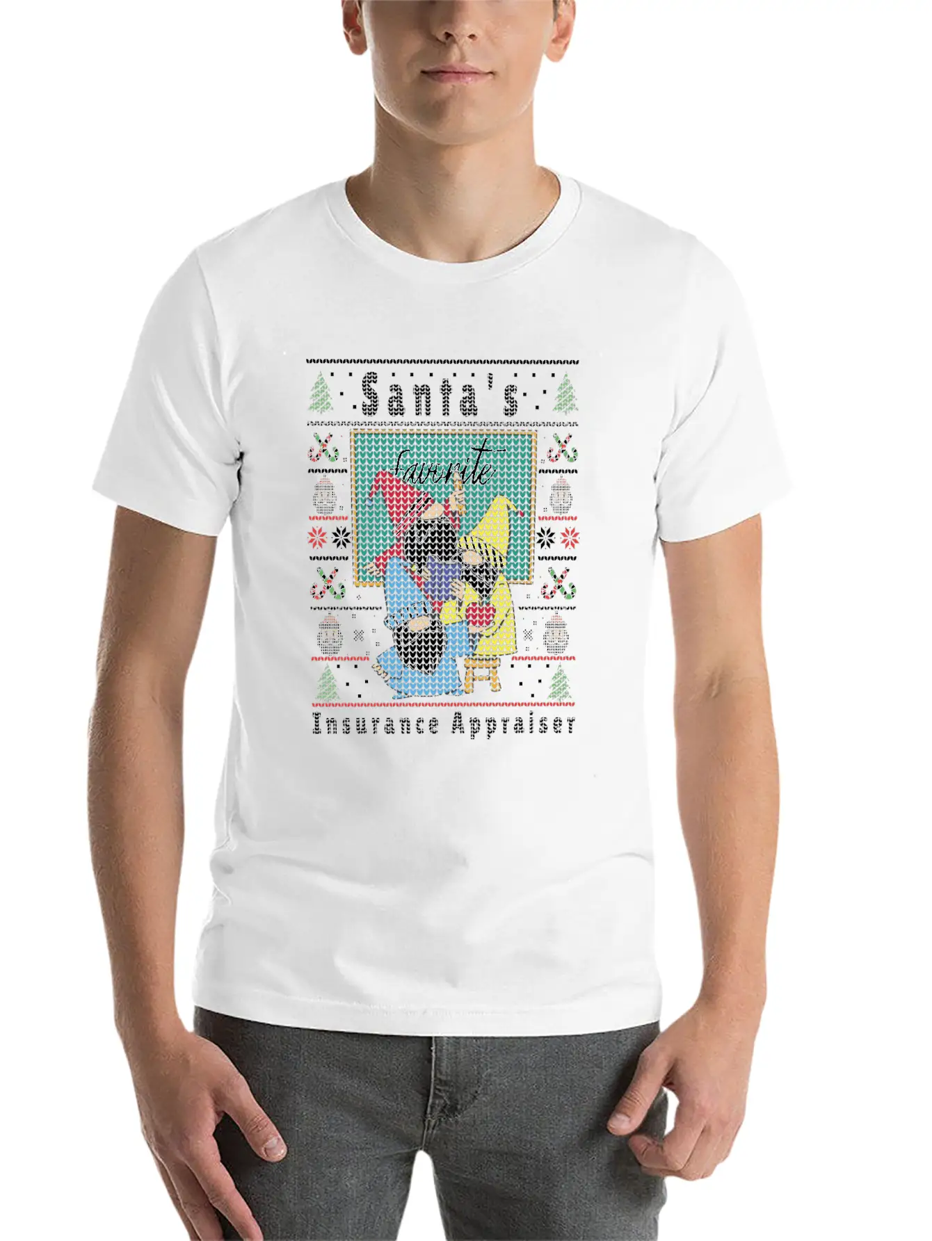 Santas Elfs Ugly Christmas Insurance-Appraiser Timeless Short Sleeve Tee – Comfy And Minimalist Design