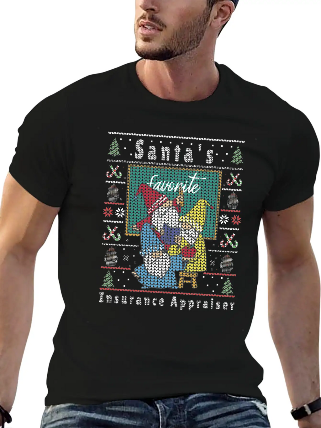 Santas Elfs Ugly Christmas Insurance-Appraiser Timeless Short Sleeve Tee – Comfy And Minimalist Design