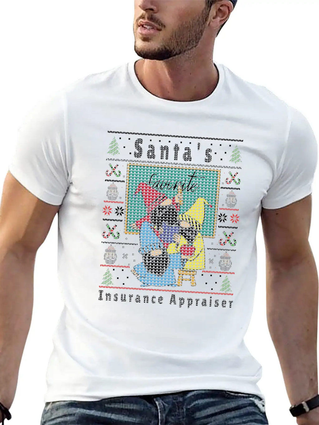 Santas Elfs Ugly Christmas Insurance-Appraiser Timeless Short Sleeve Tee – Comfy And Minimalist Design