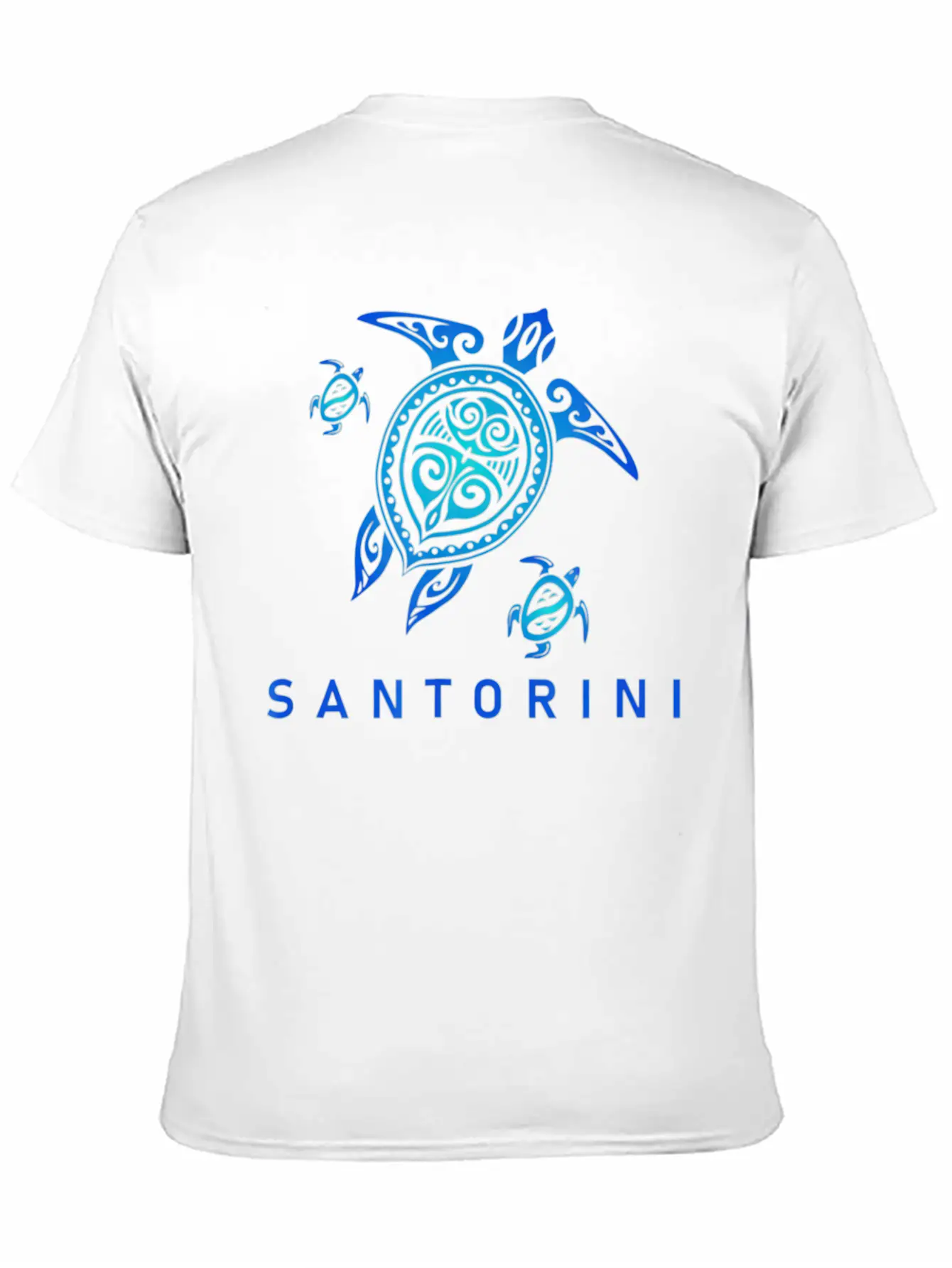 Santorini Greece T Sea Blue Tribal Turtle Breathable Graphic T-Shirt – Perfect For Casual Days