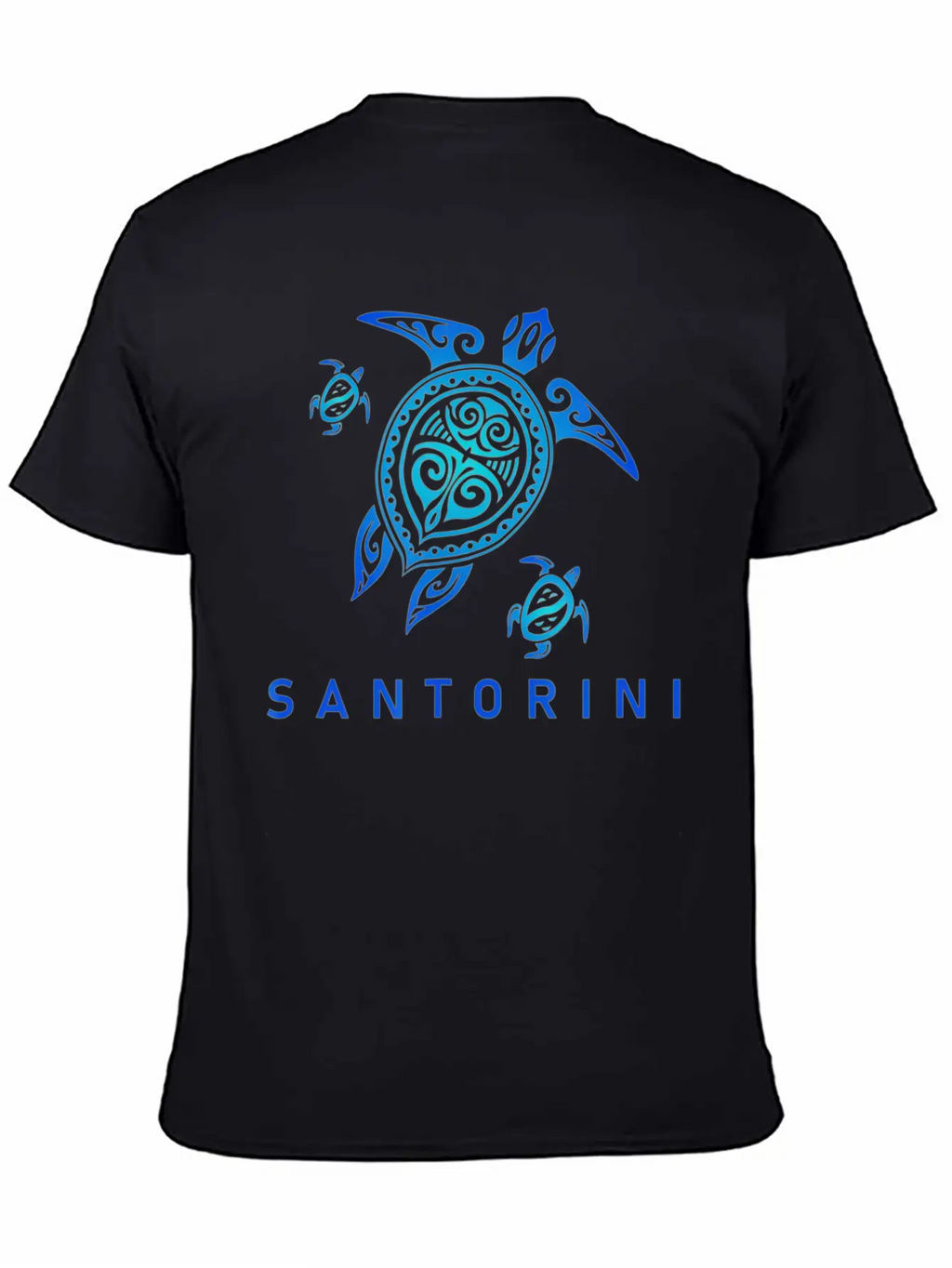 Santorini Greece T Sea Blue Tribal Turtle Breathable Graphic T-Shirt – Perfect For Casual Days