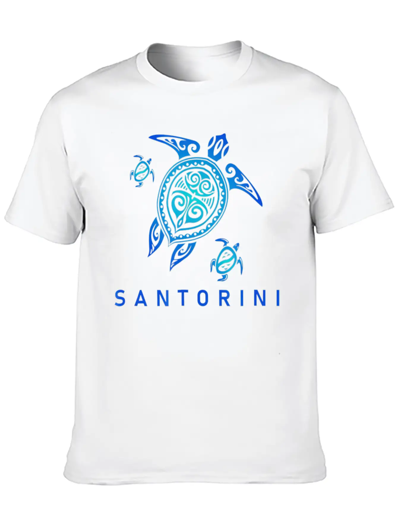 Santorini Greece T Sea Blue Tribal Turtle Breathable Graphic T-Shirt – Perfect For Casual Days