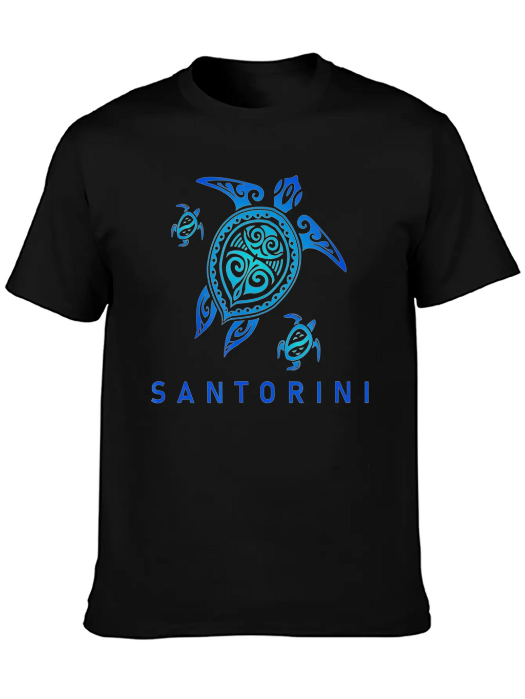 Santorini Greece T Sea Blue Tribal Turtle Breathable Graphic T-Shirt – Perfect For Casual Days